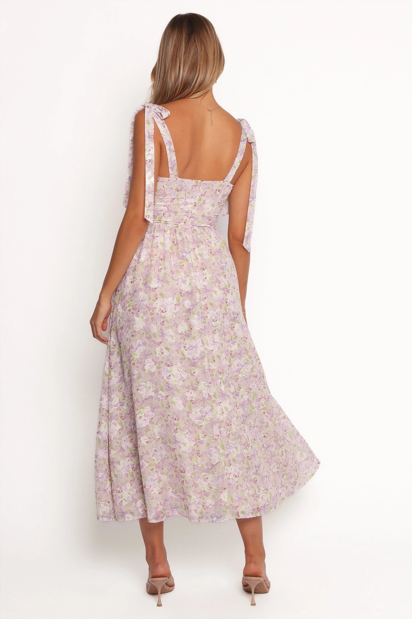 Adjustable Strap Pleated Maxi Dress