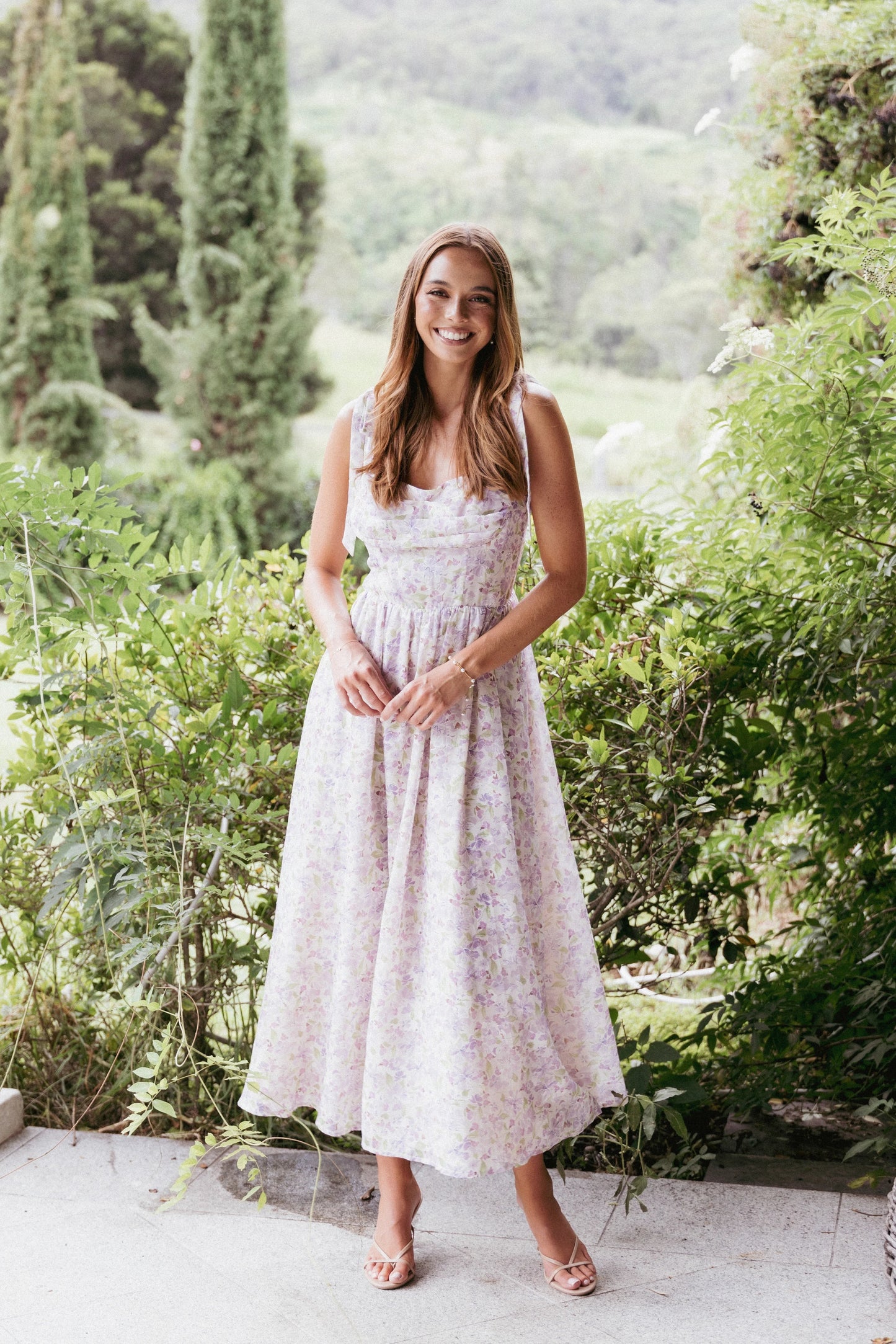 Adjustable Strap Pleated Maxi Dress
