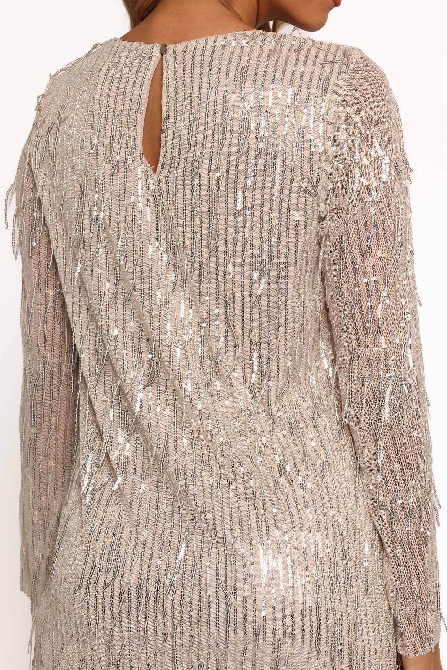 Black Sequin Fringe Shift Mini Dress
