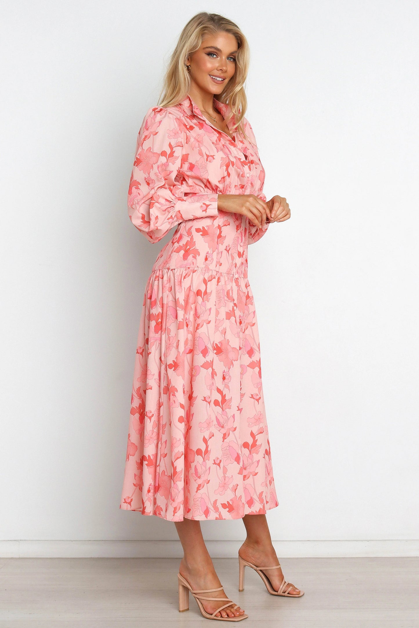 Everly Button-Front Collared Maxi Dress