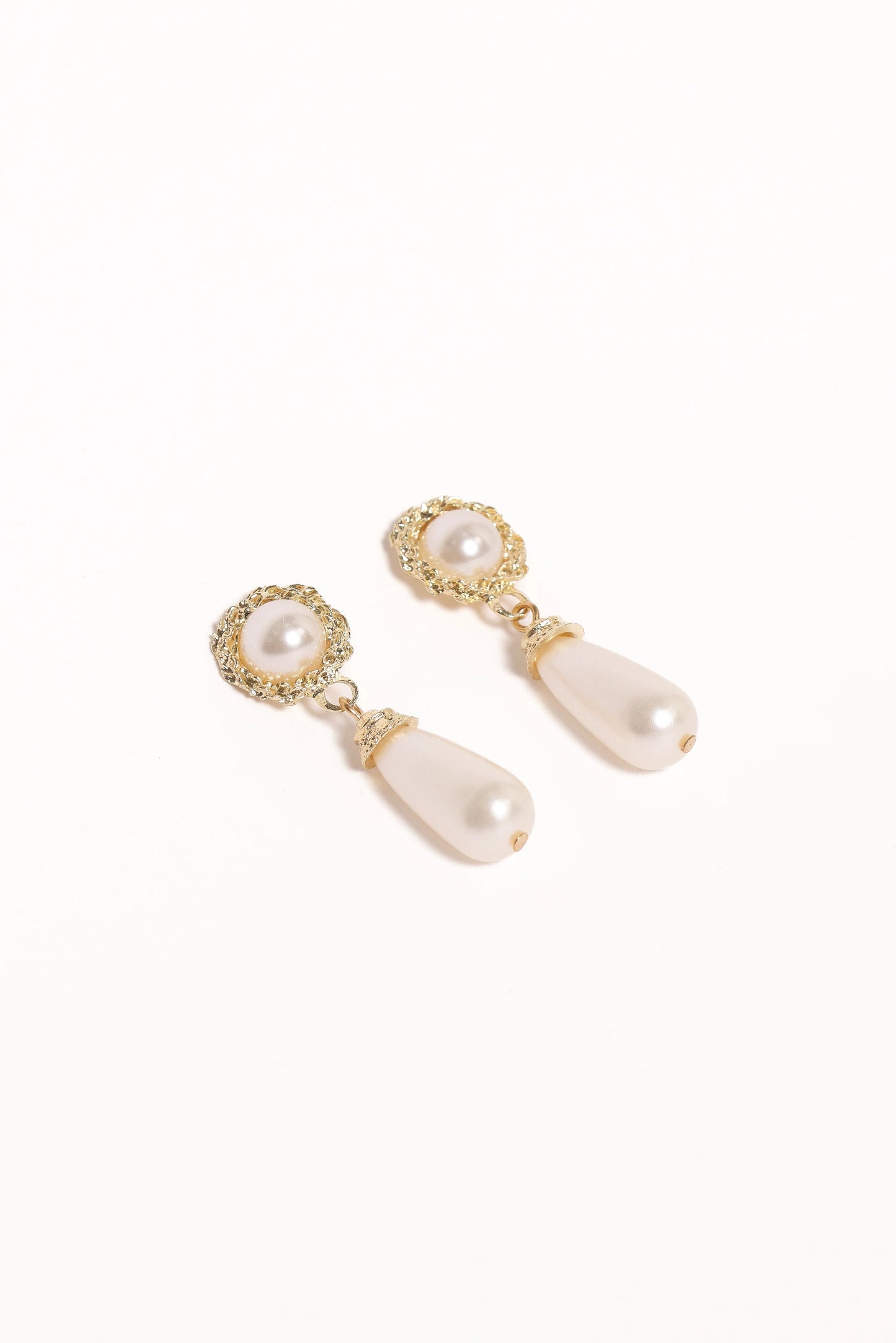 Faux Pearl & Gold Drop Earrings