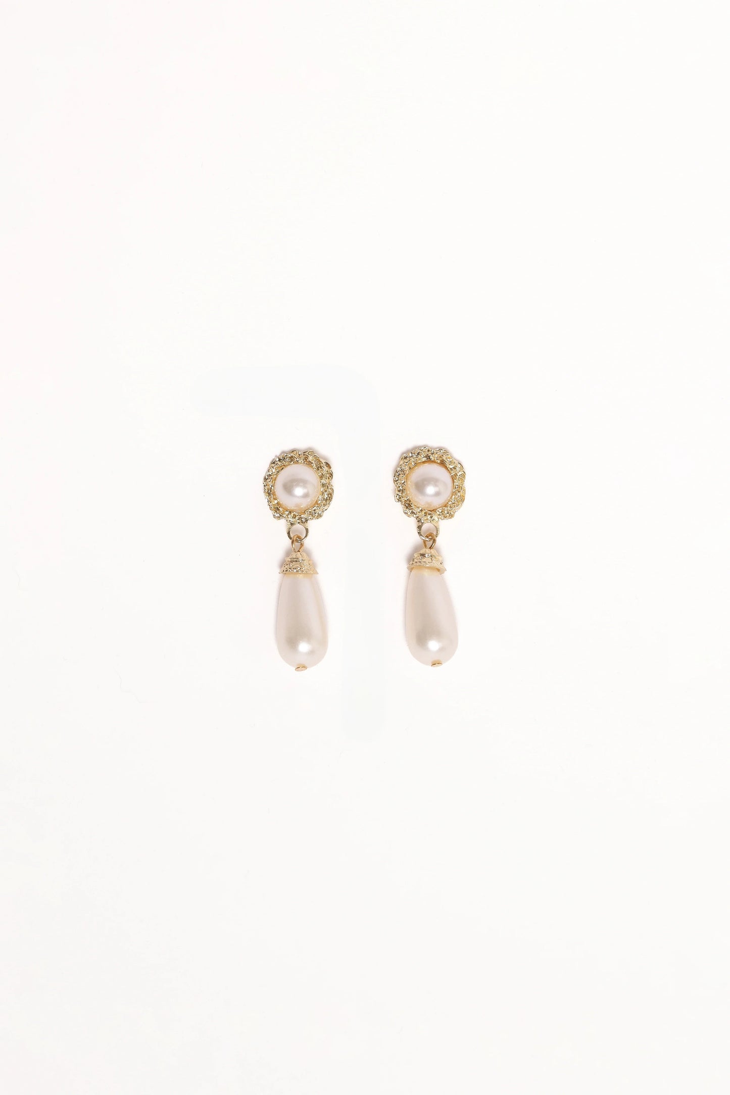 Faux Pearl & Gold Drop Earrings