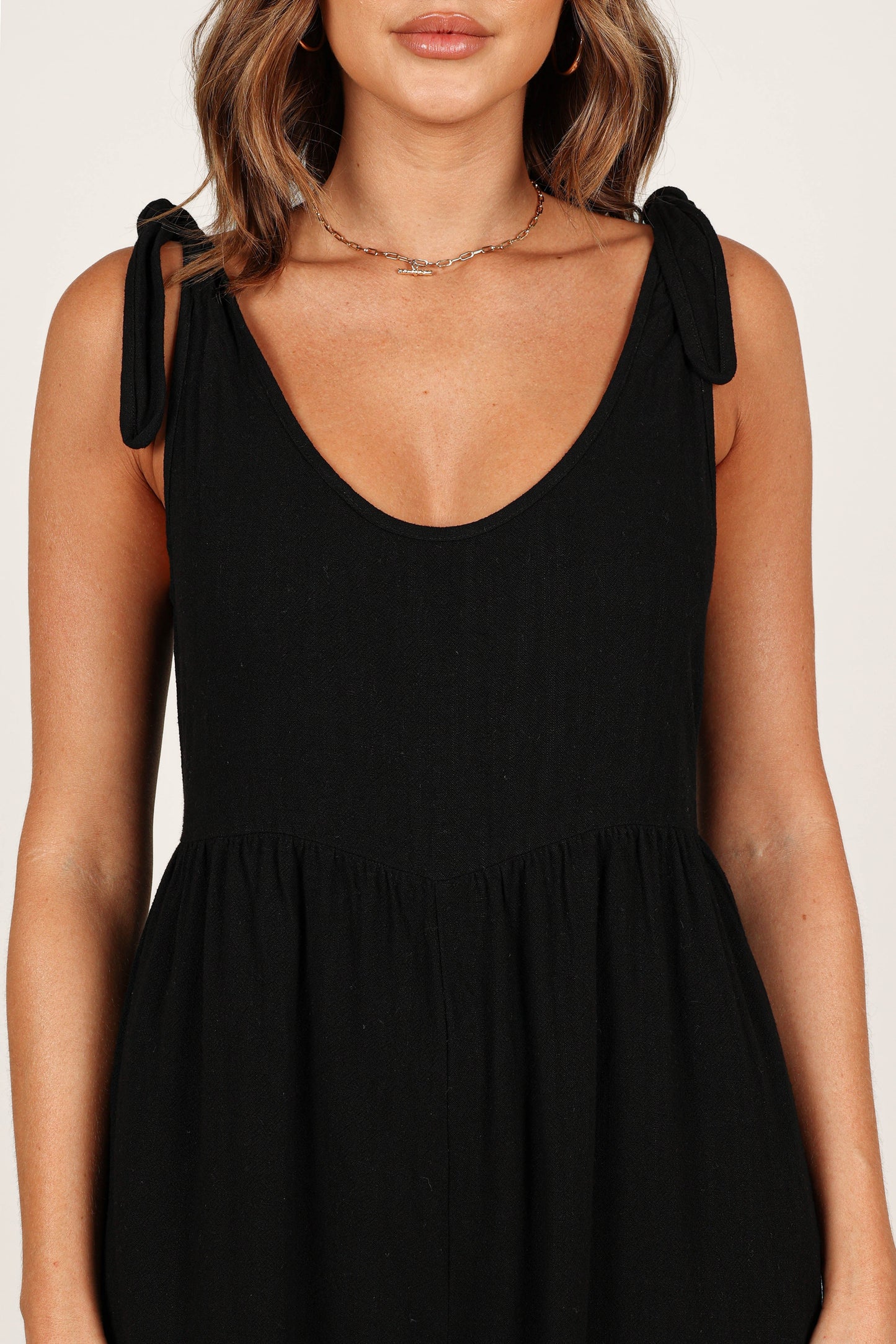 Linen Wide-Leg Tie-Strap Jumpsuit