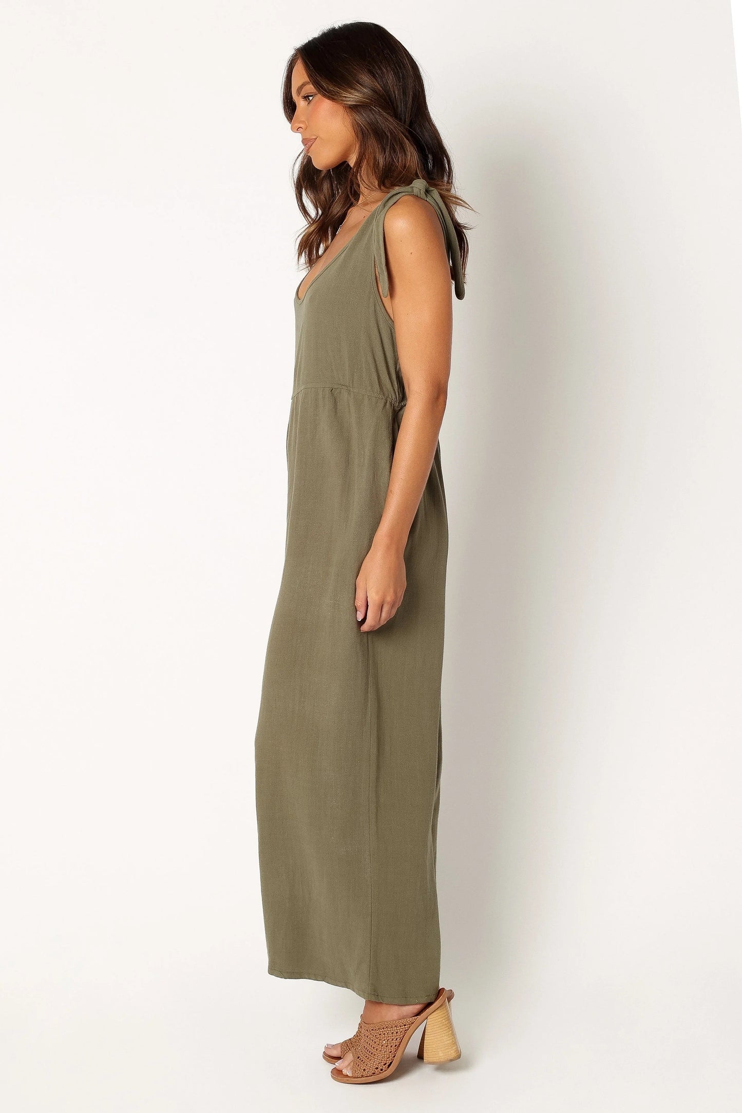 Linen Wide-Leg Tie-Strap Jumpsuit