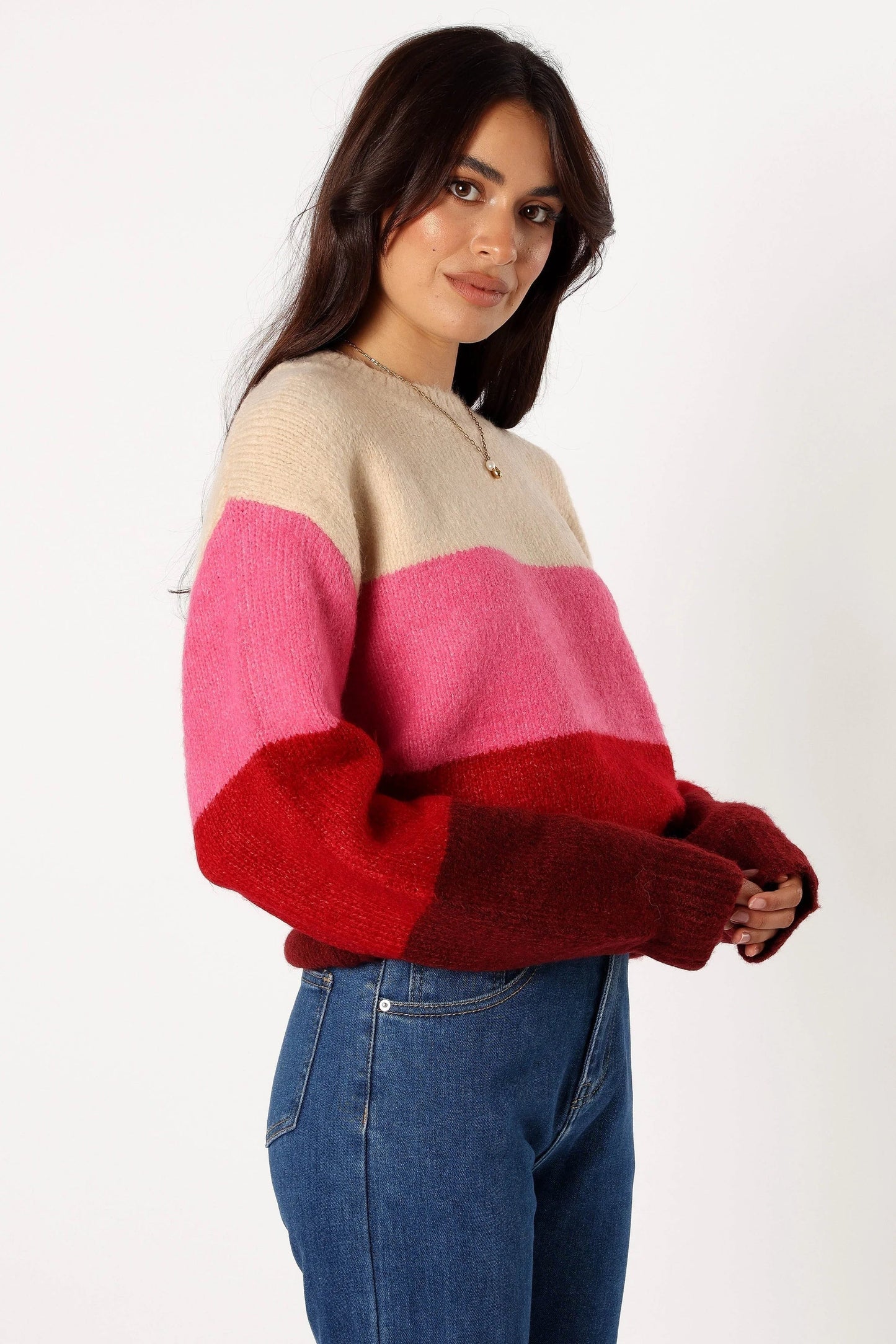 Multi-Stripe Crewneck Knit Sweater