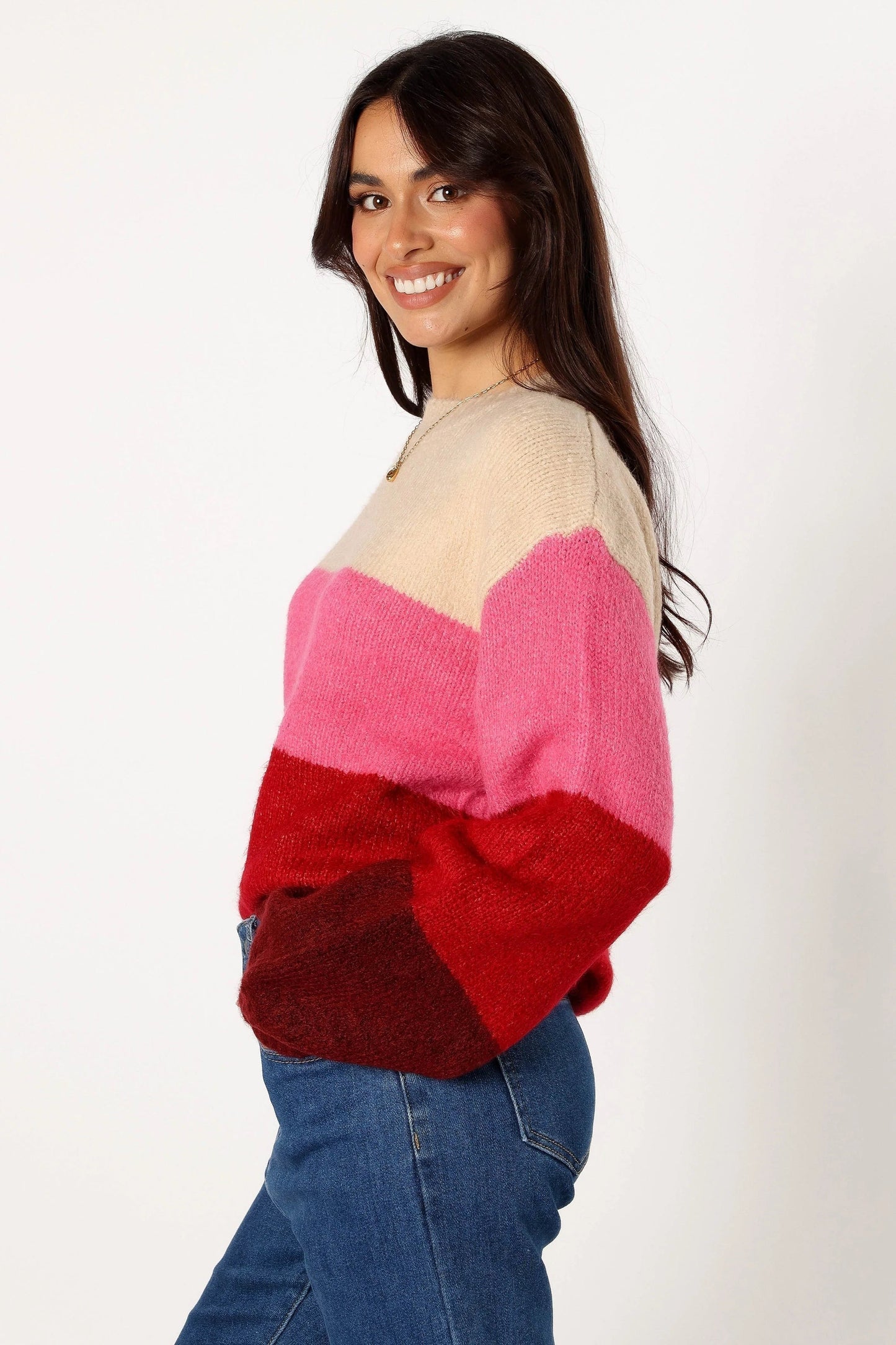 Multi-Stripe Crewneck Knit Sweater