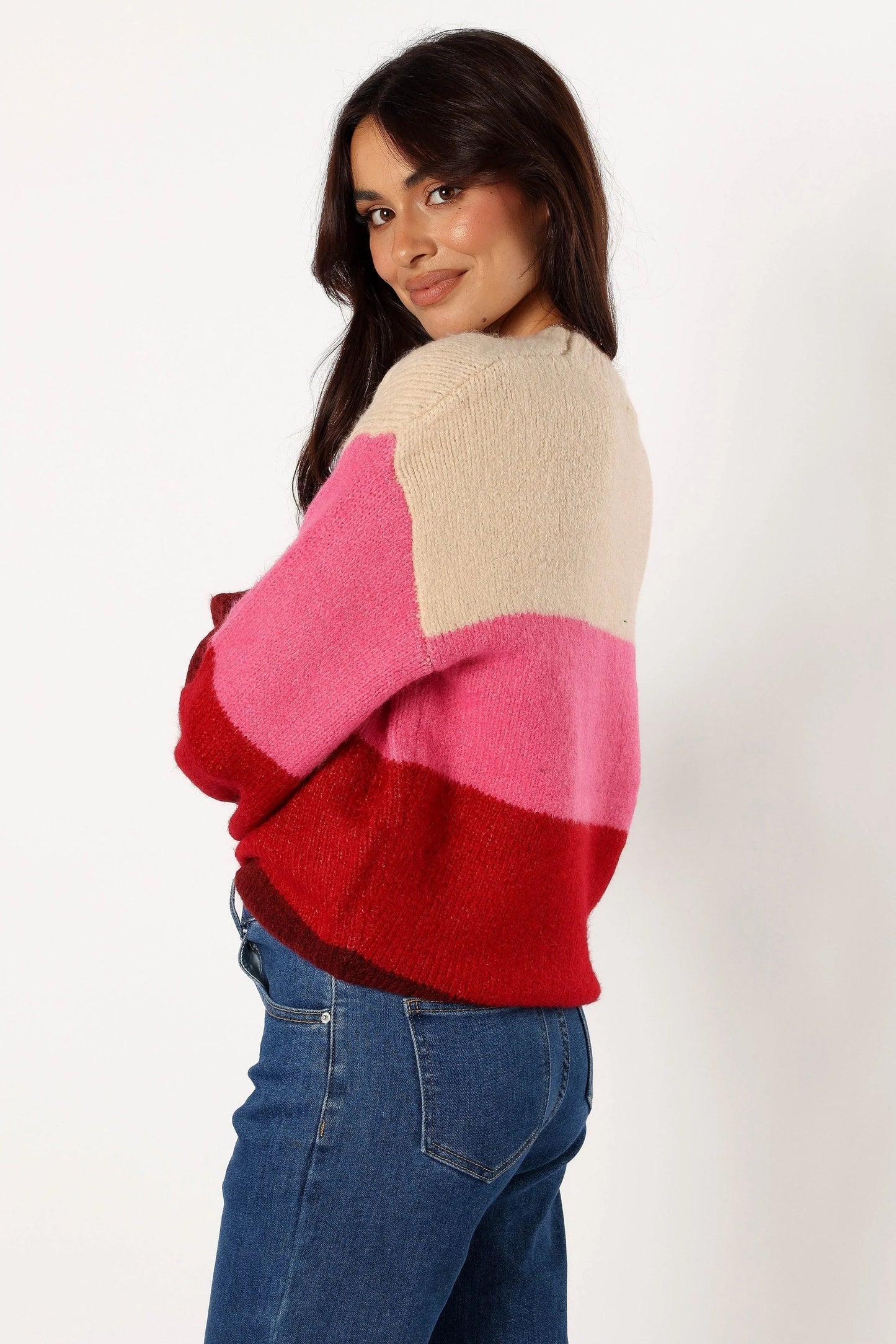 Multi-Stripe Crewneck Knit Sweater