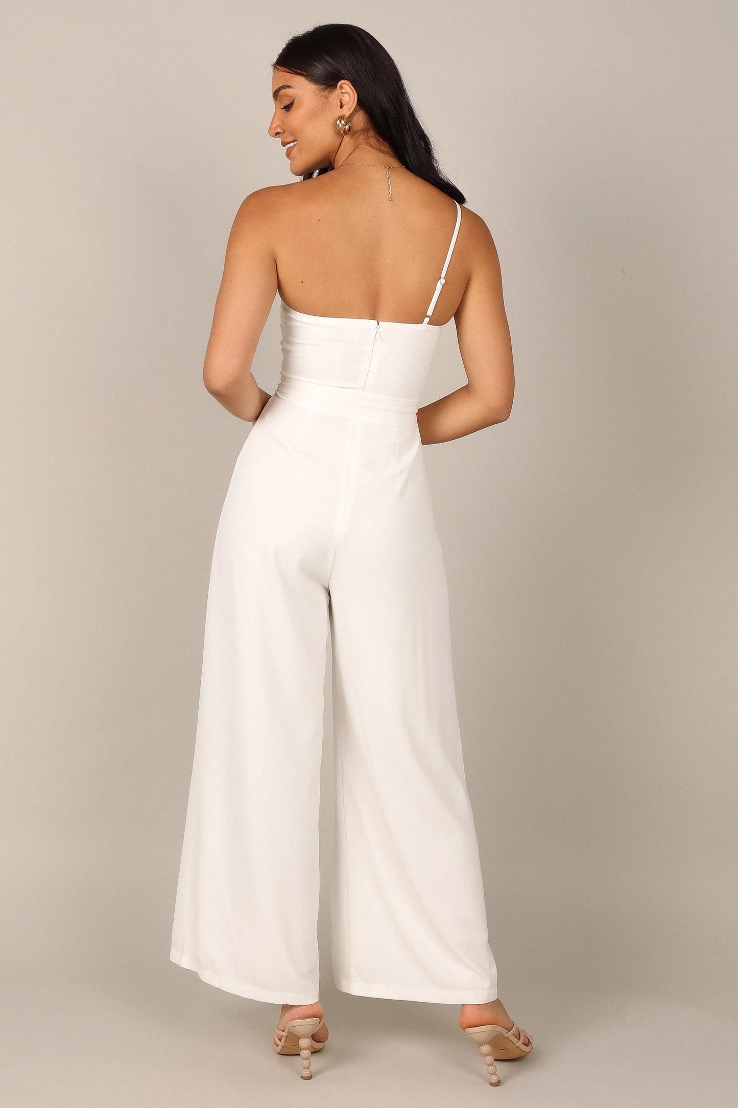 One-Shoulder Tie-Waist Wide-Leg Jumpsuit