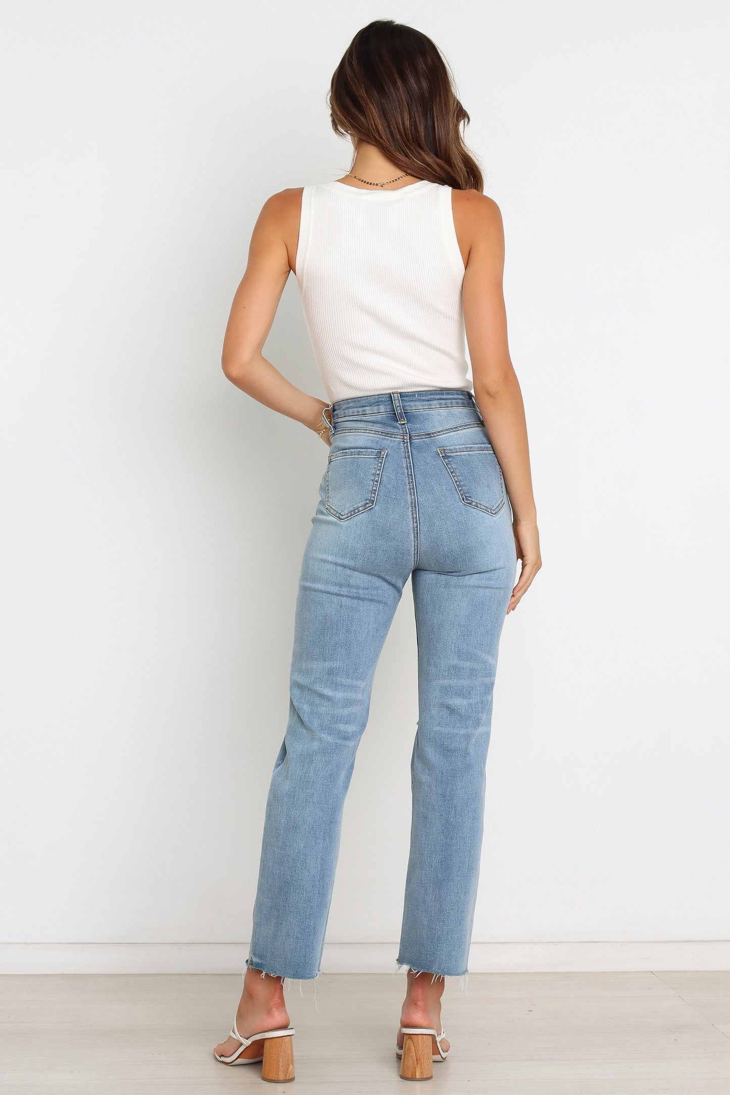 Round-Neck Stretch Rib Knit Top
