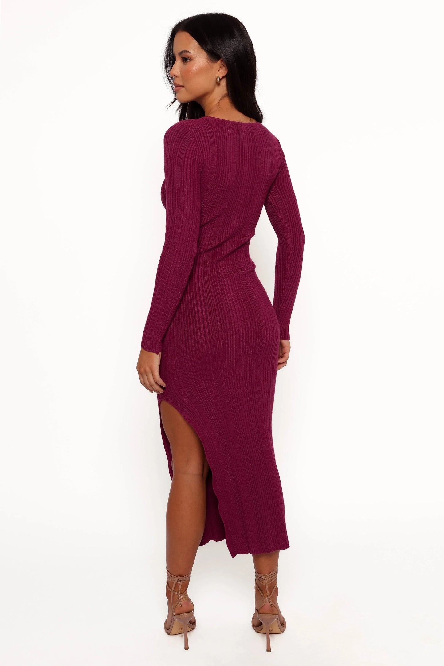 Side-Split Ribbed Maxi Knit Dress