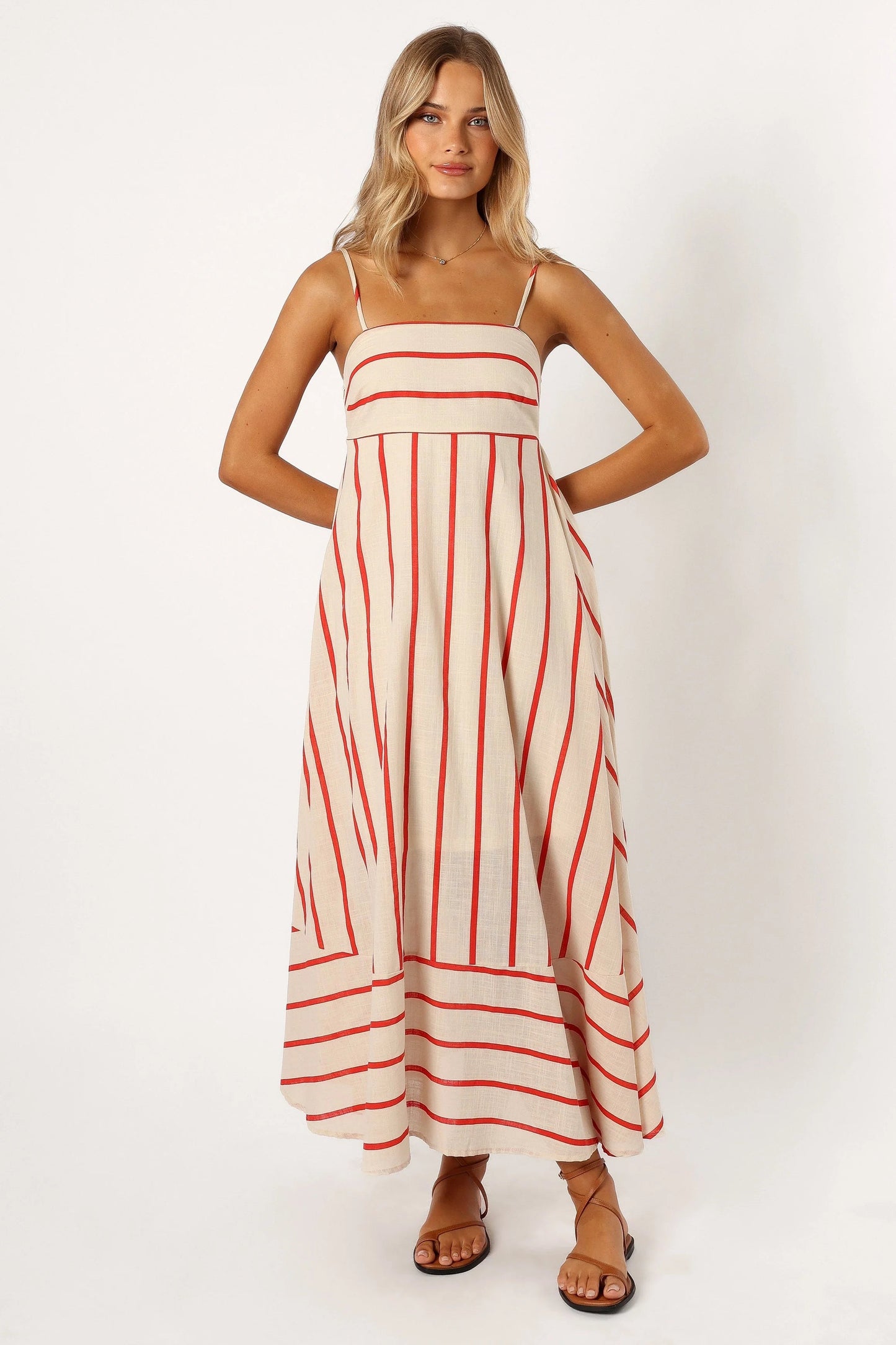 Striped Shirred Back Maxi Dress