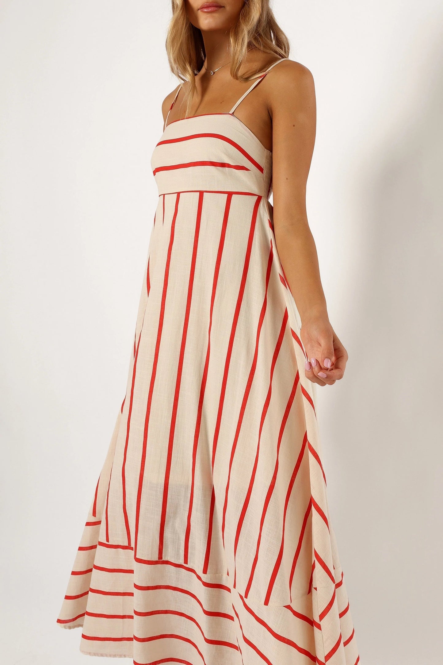 Striped Shirred Back Maxi Dress