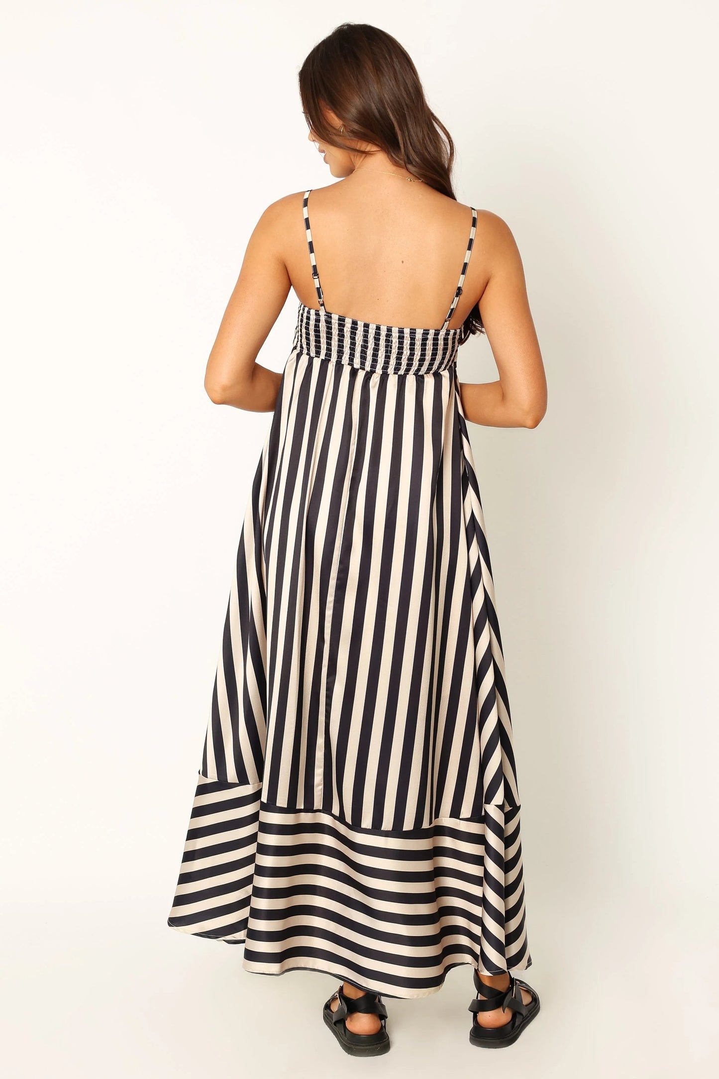 Striped Shirred Back Maxi Dress