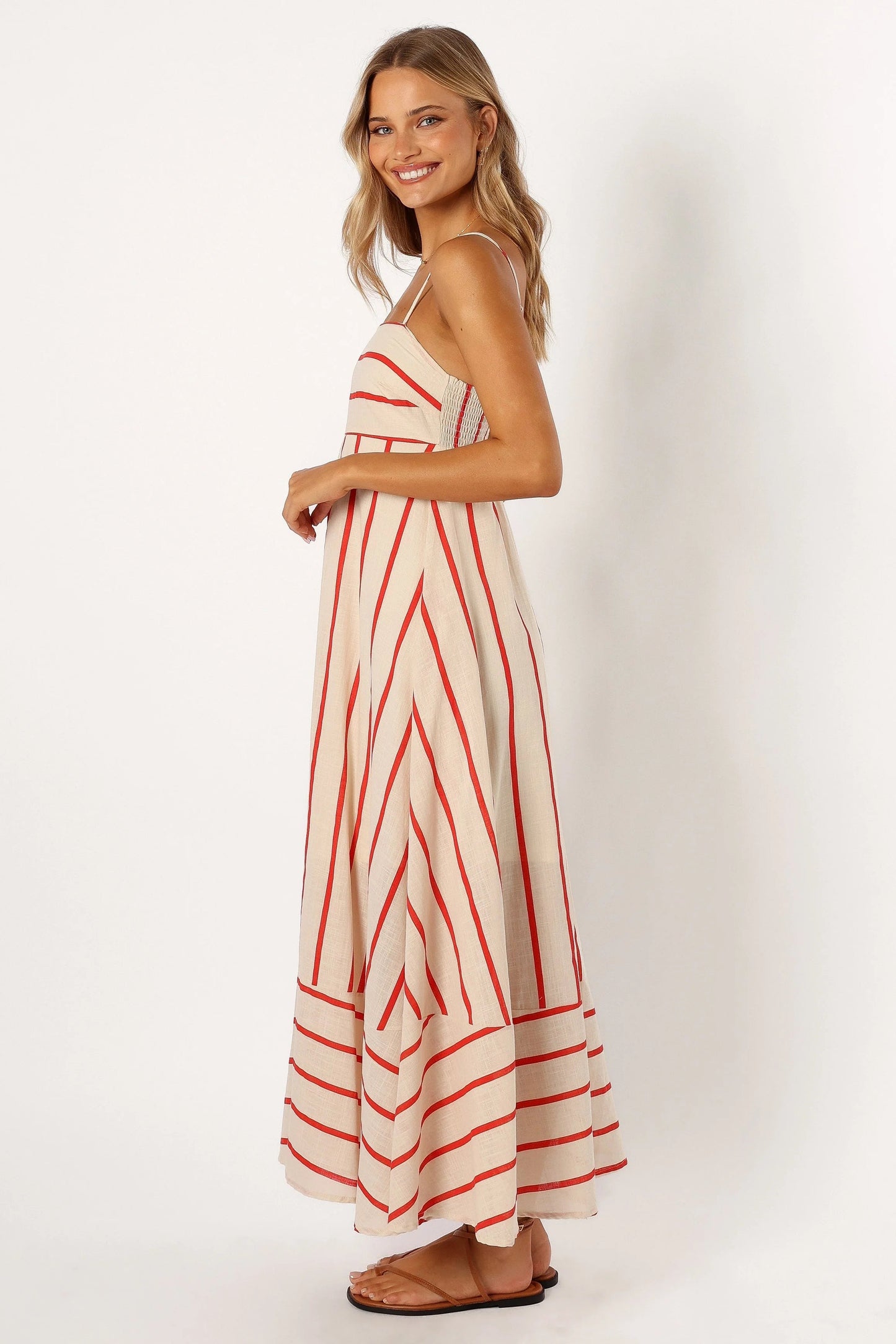 Striped Shirred Back Maxi Dress