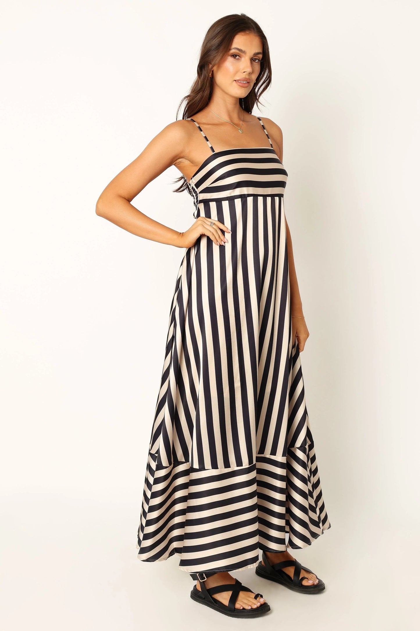 Striped Shirred Back Maxi Dress