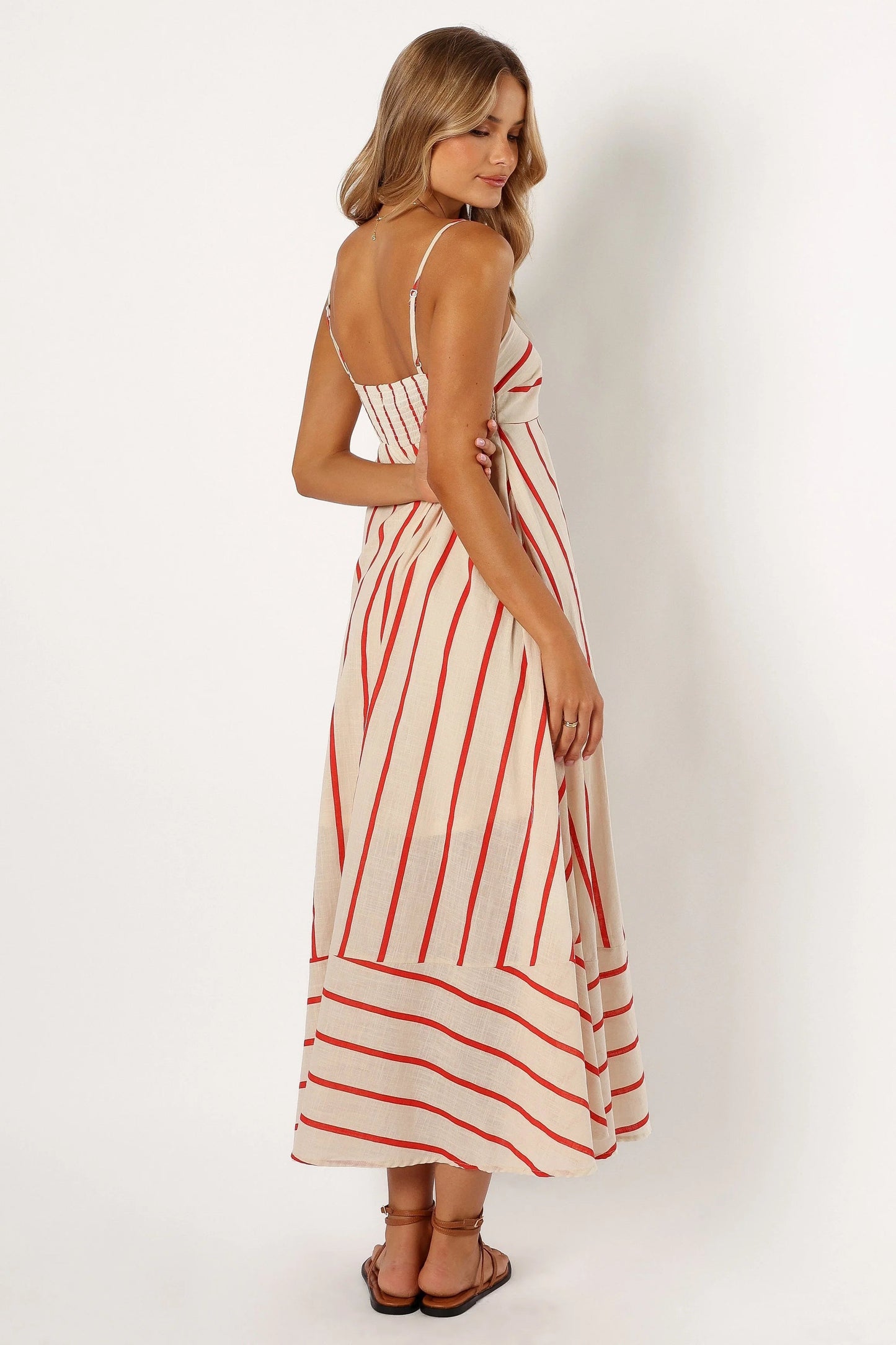 Striped Shirred Back Maxi Dress