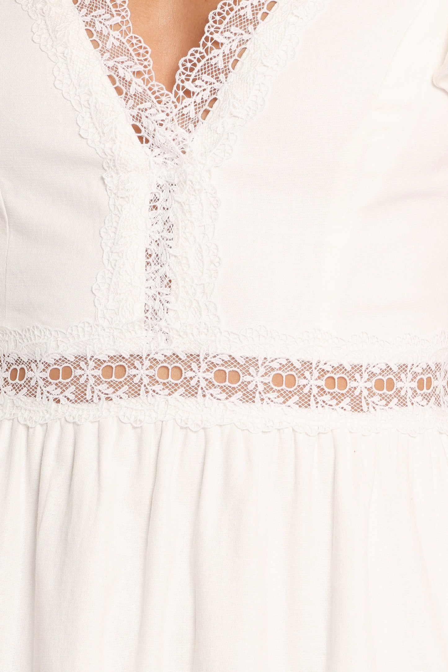 Tiered Lace-Trim Maxi Dress