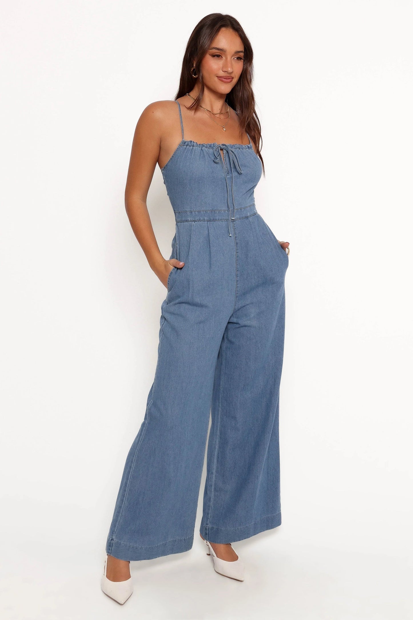 Wide-Leg Tie-Strap Jumpsuit