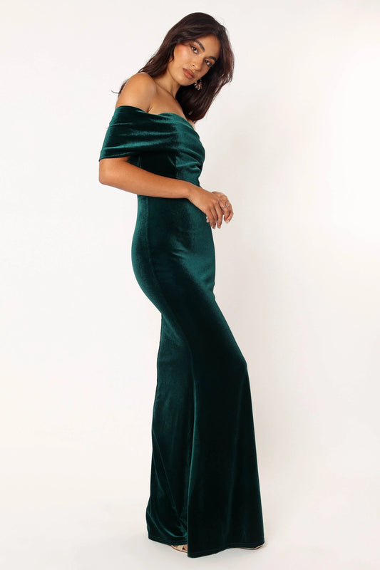 Adair Off-Shoulder Velvet Maxi Dress