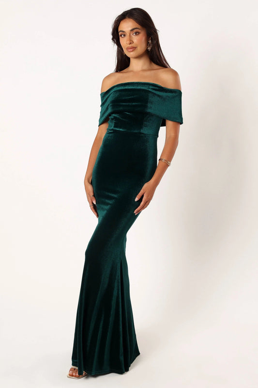 Adair Off-Shoulder Velvet Maxi Dress