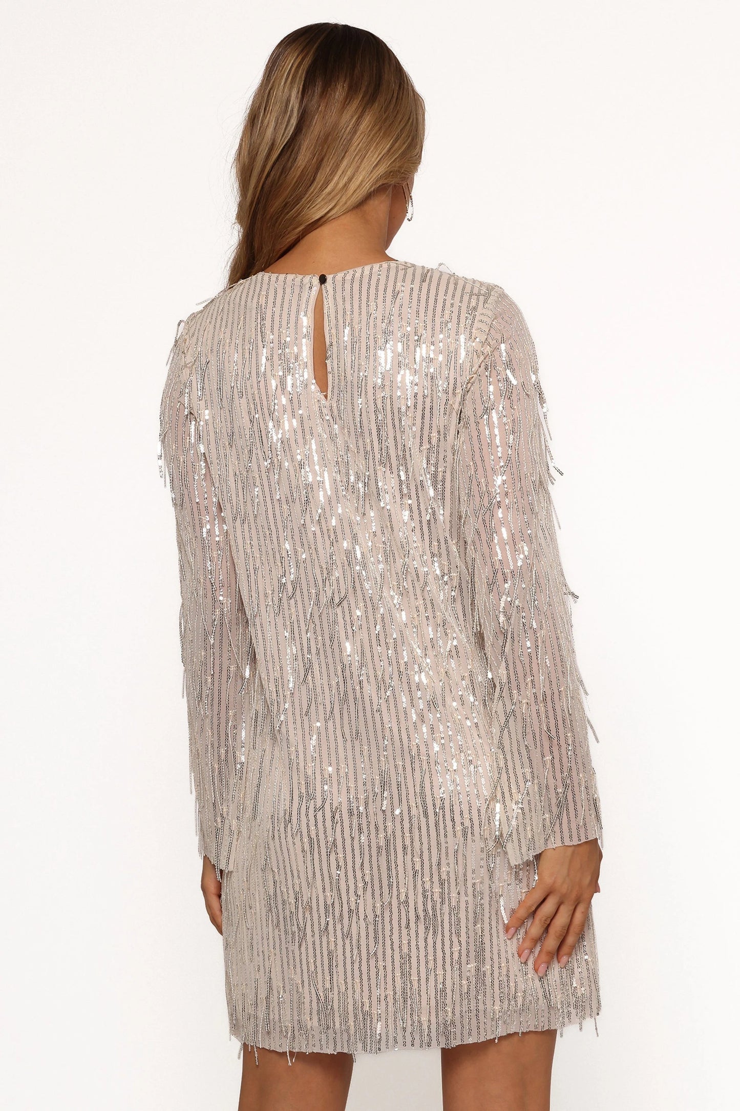 Black Sequin Fringe Shift Mini Dress