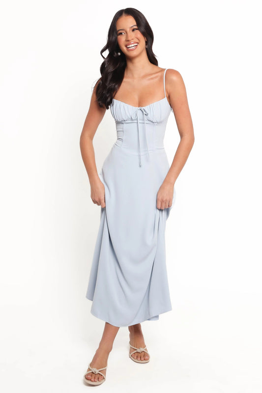 Corset-Lace Sweetheart Midi Dress