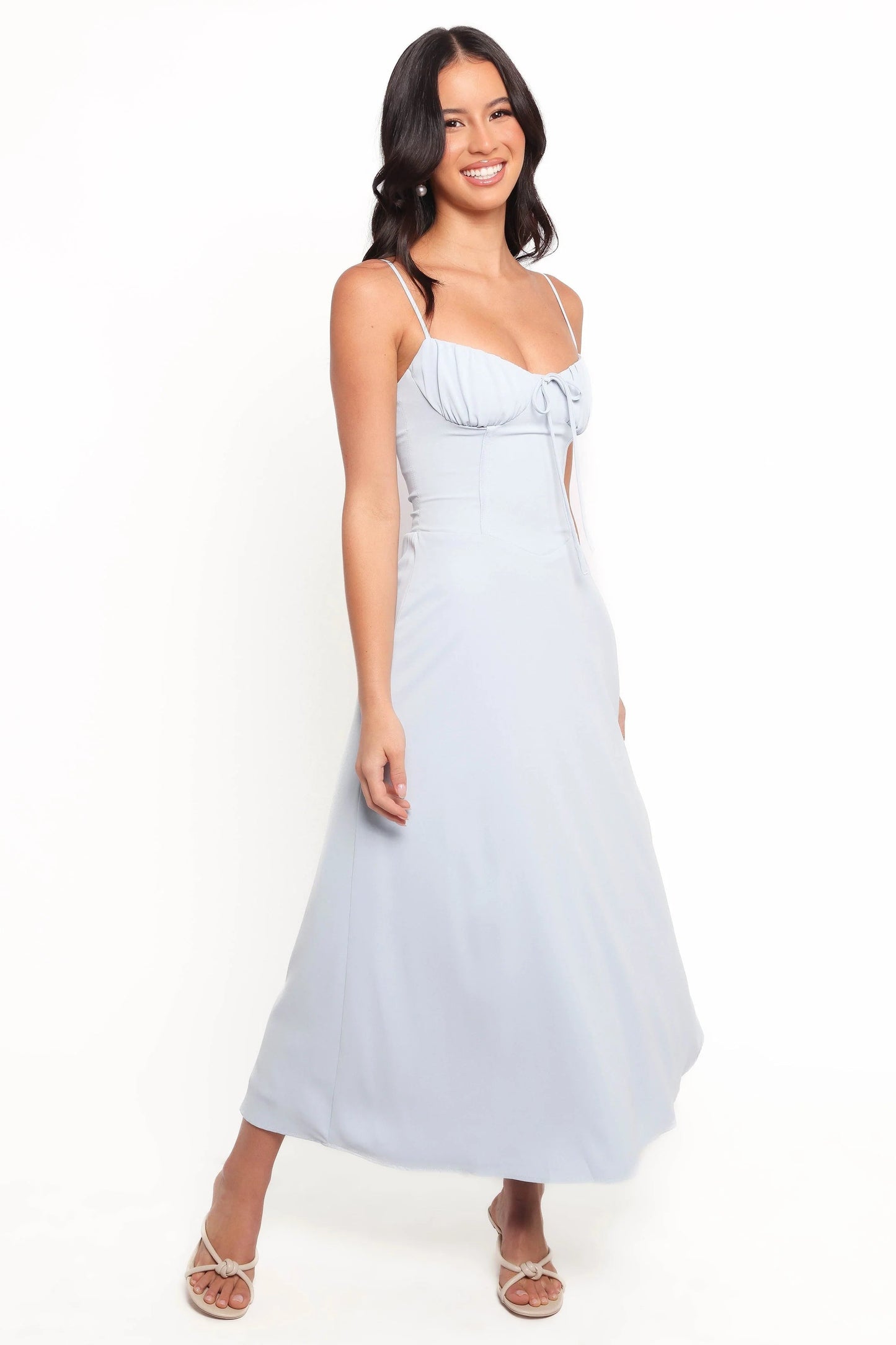 Corset-Lace Sweetheart Midi Dress