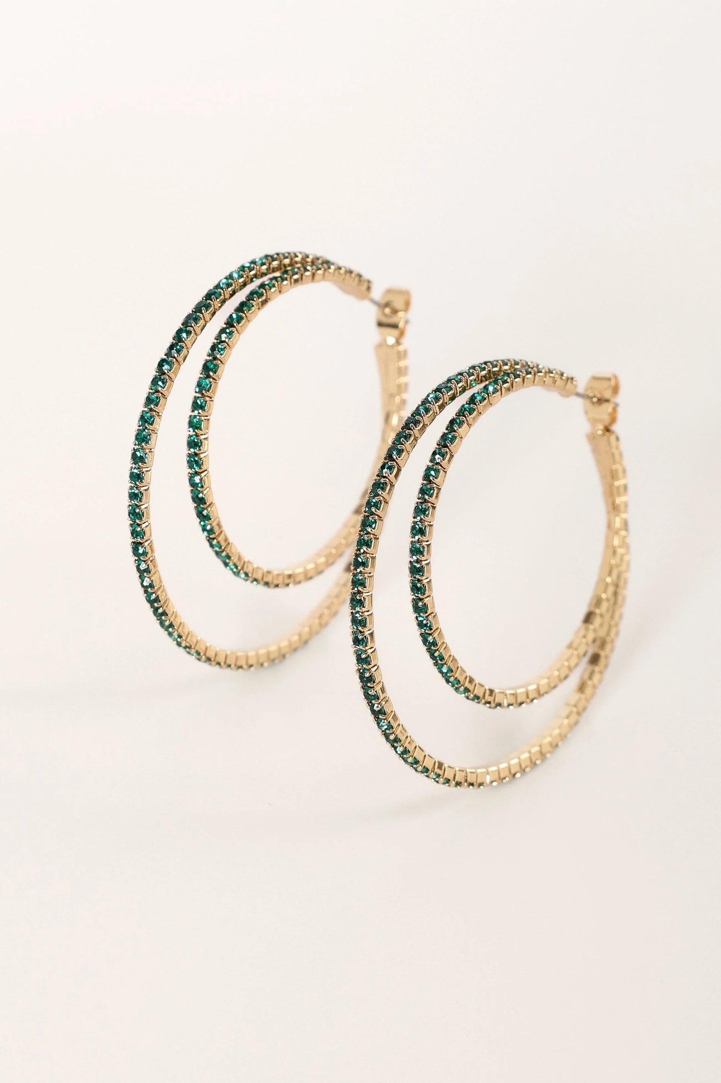 Dancer Rhinestone Double-Hoop Earrings