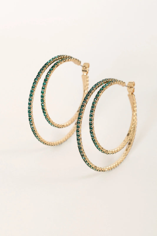 Dancer Rhinestone Double-Hoop Earrings
