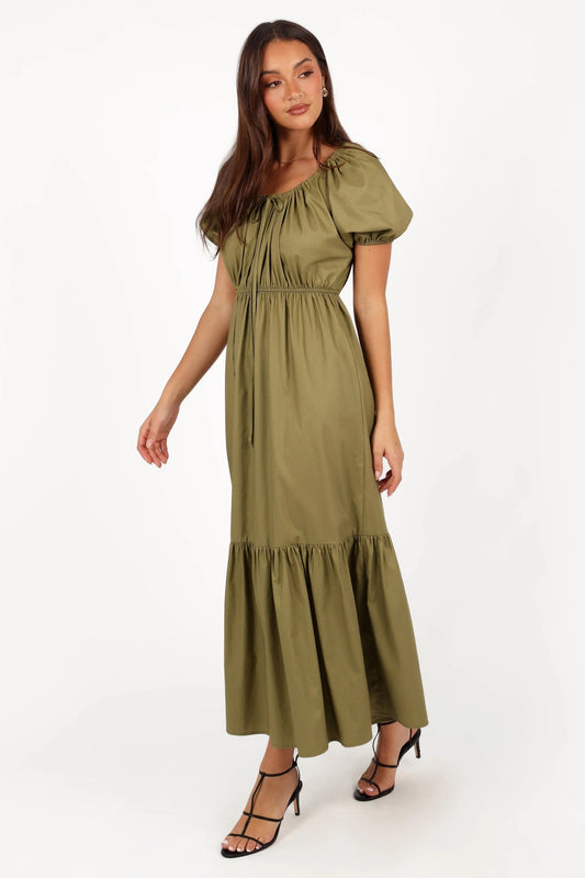 Drawstring Tie Midi Dress