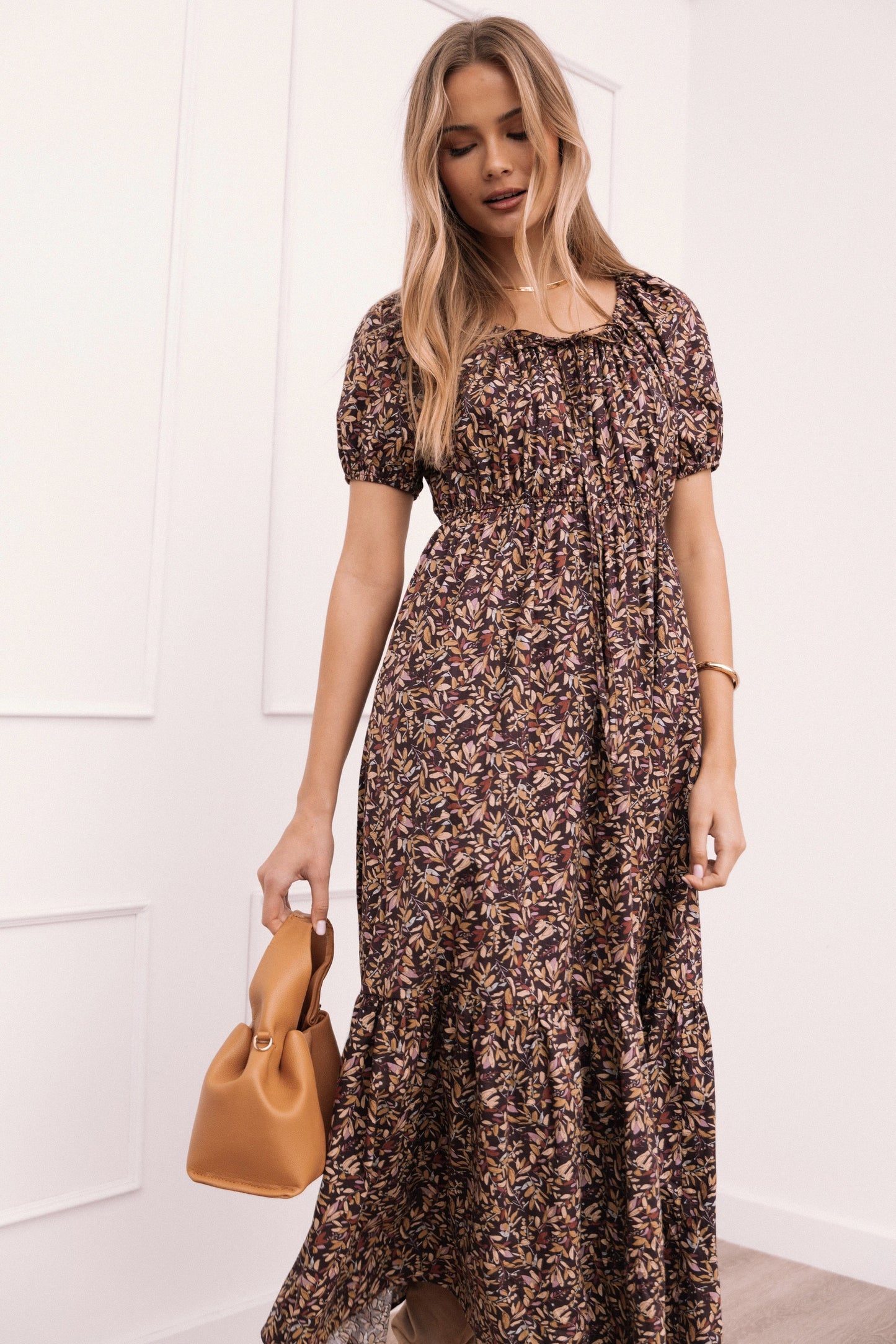Drawstring Tie Midi Dress