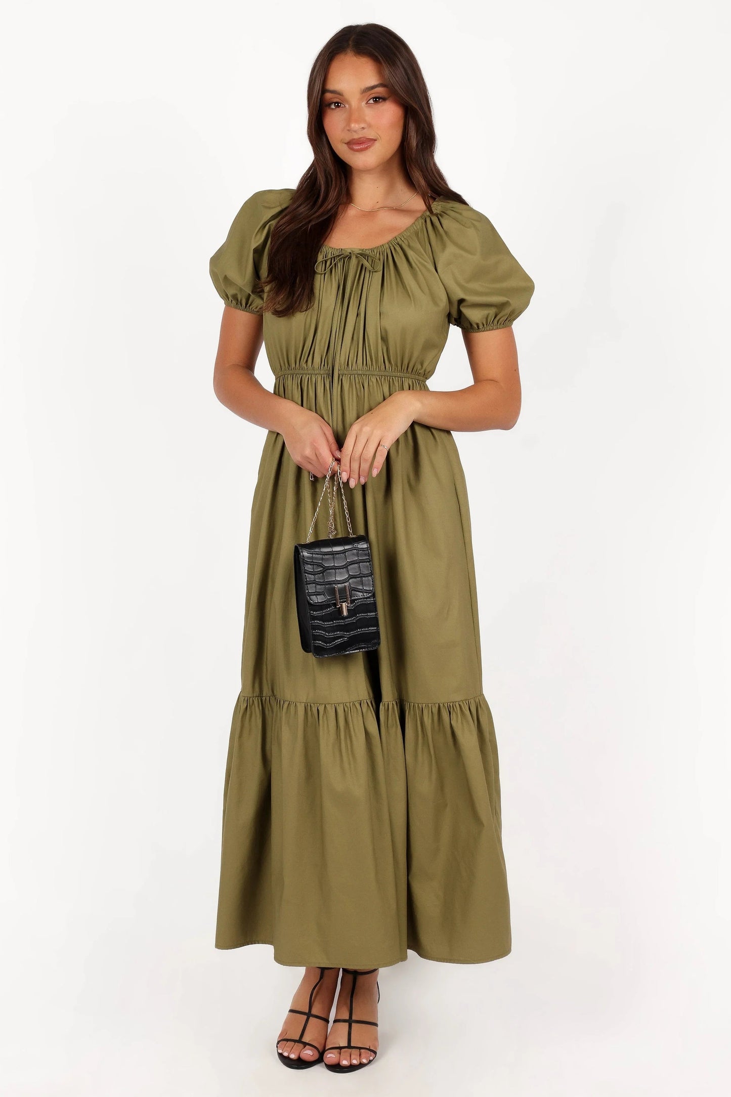 Drawstring Tie Midi Dress
