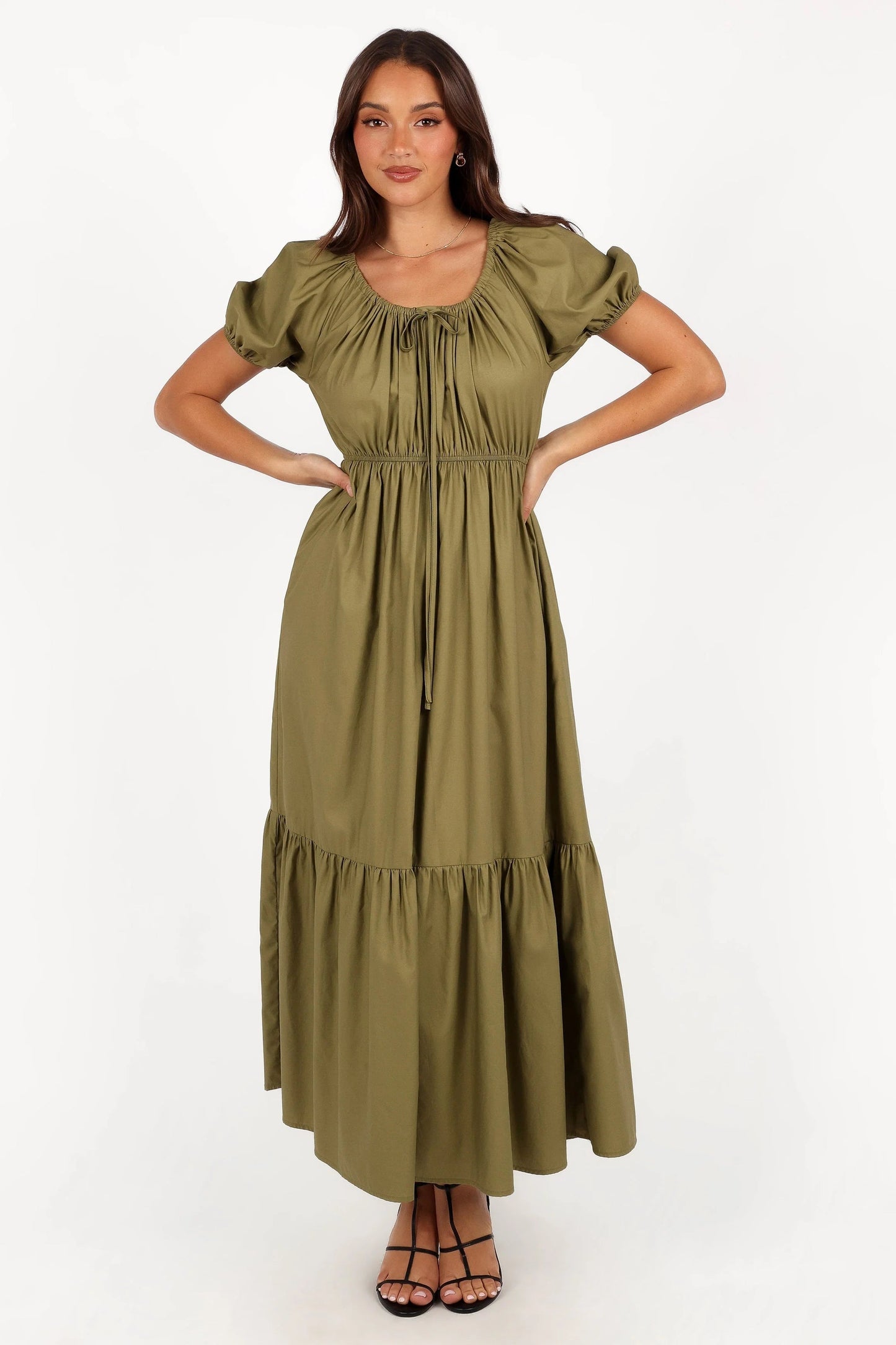 Drawstring Tie Midi Dress