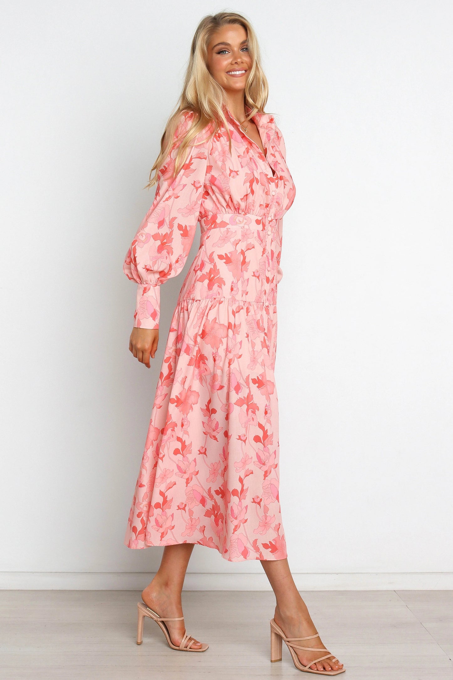 Everly Button-Front Collared Maxi Dress