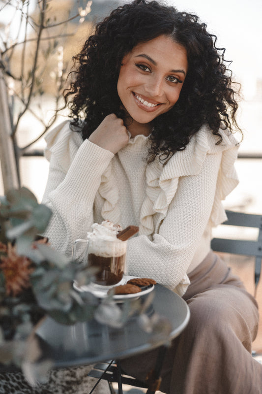 Ruffle-Sleeve Knit Sweater
