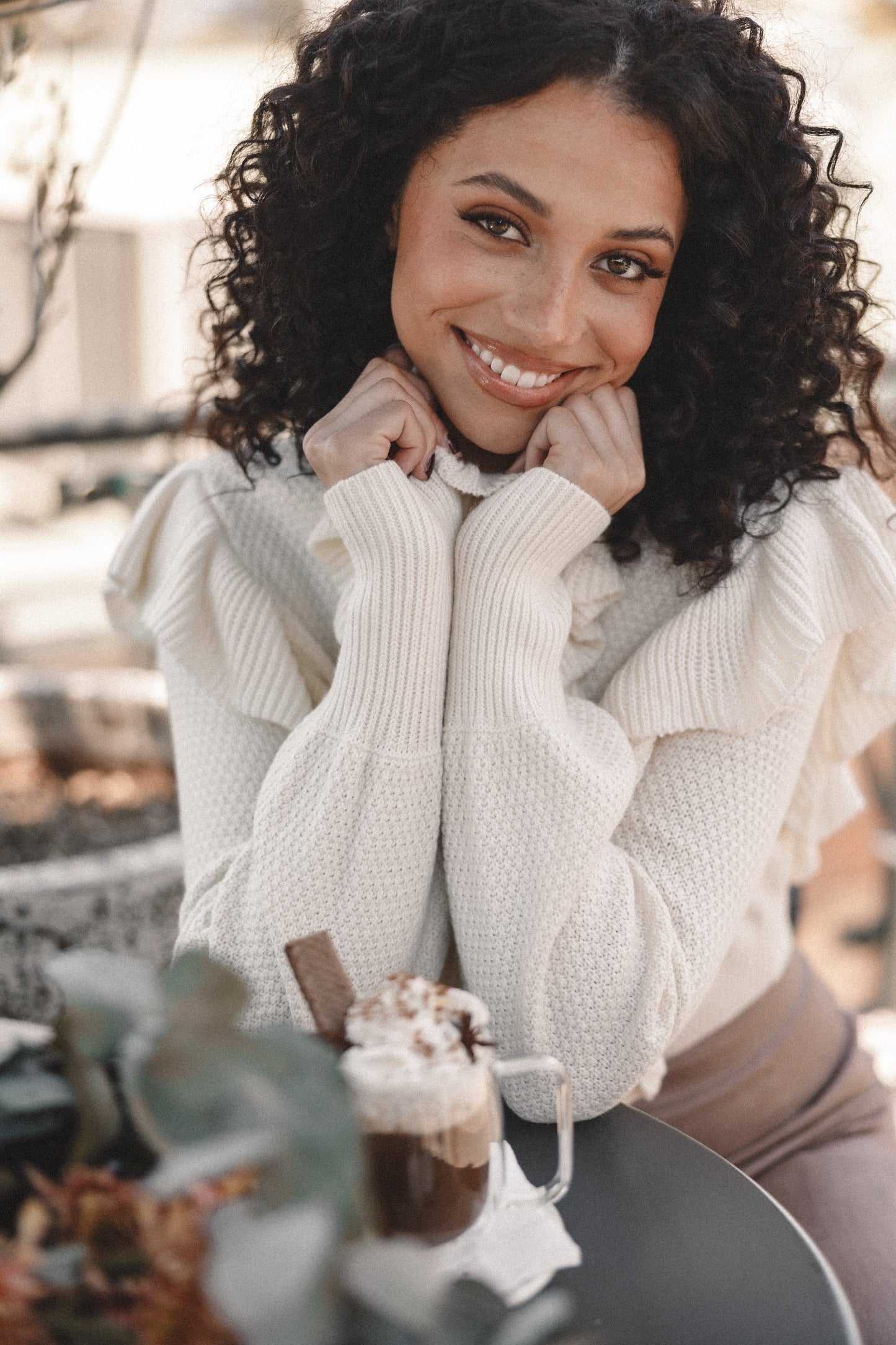 Ruffle-Sleeve Knit Sweater