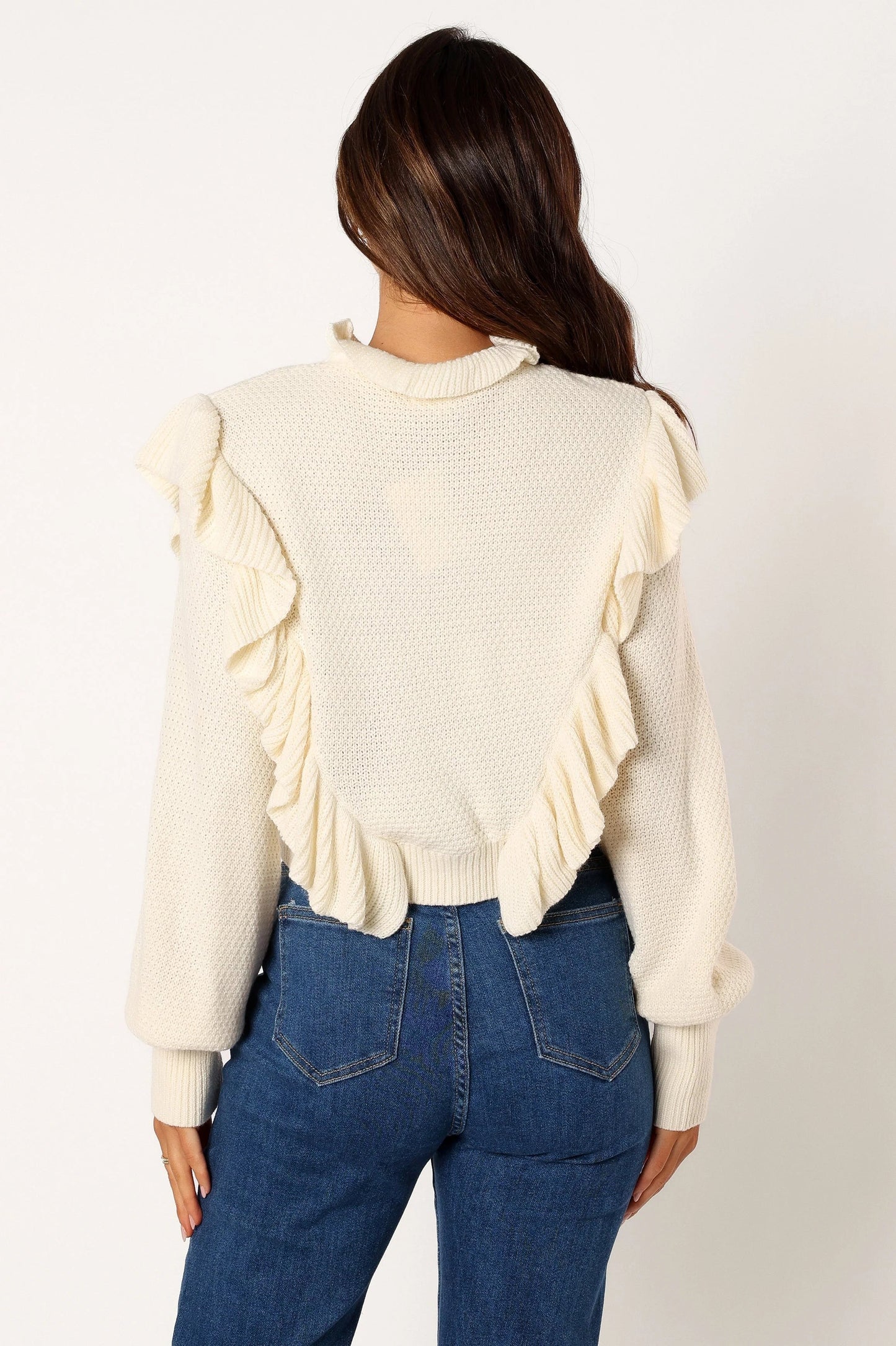 Ruffle-Sleeve Knit Sweater