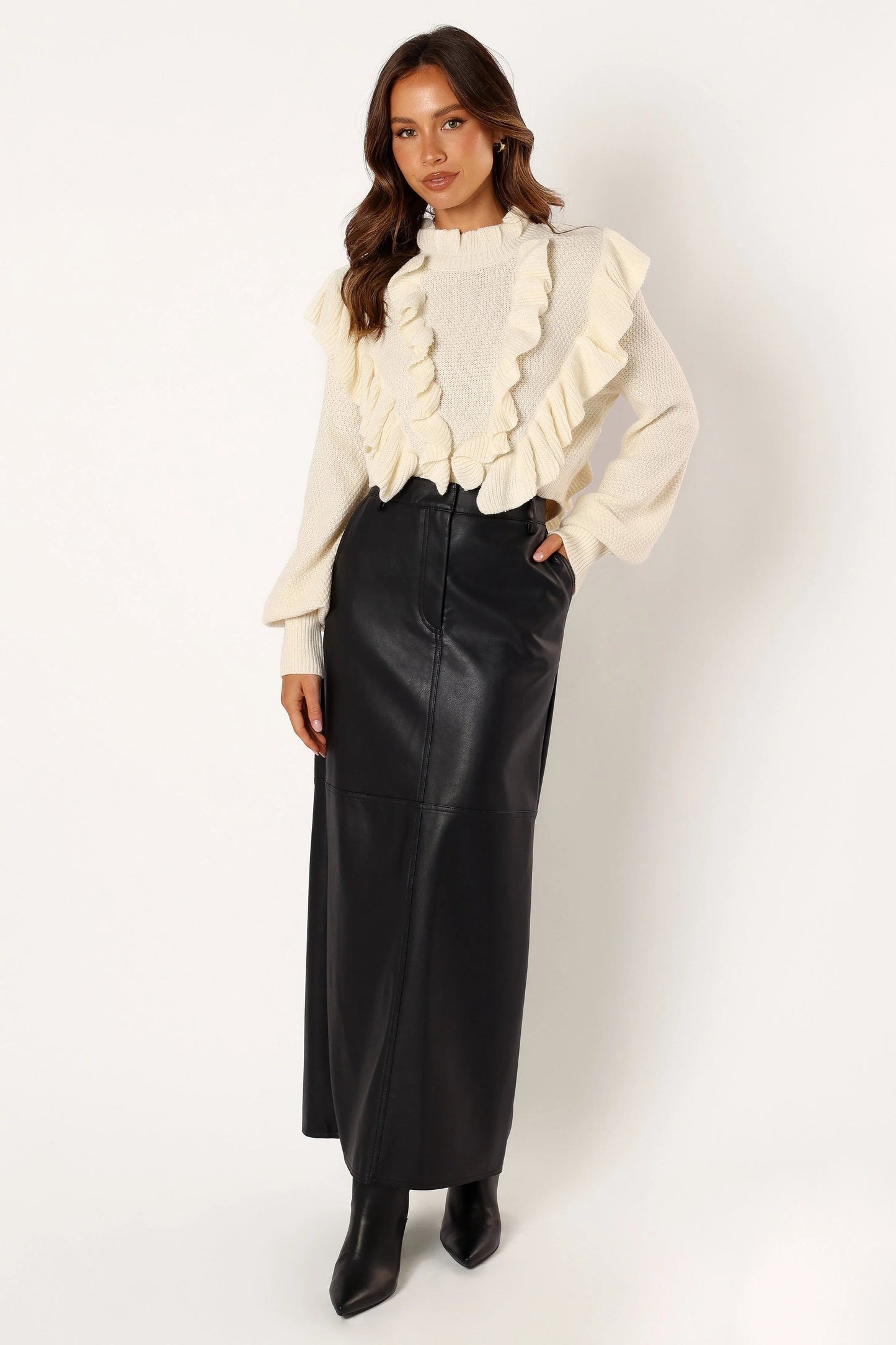 Ruffle-Sleeve Knit Sweater