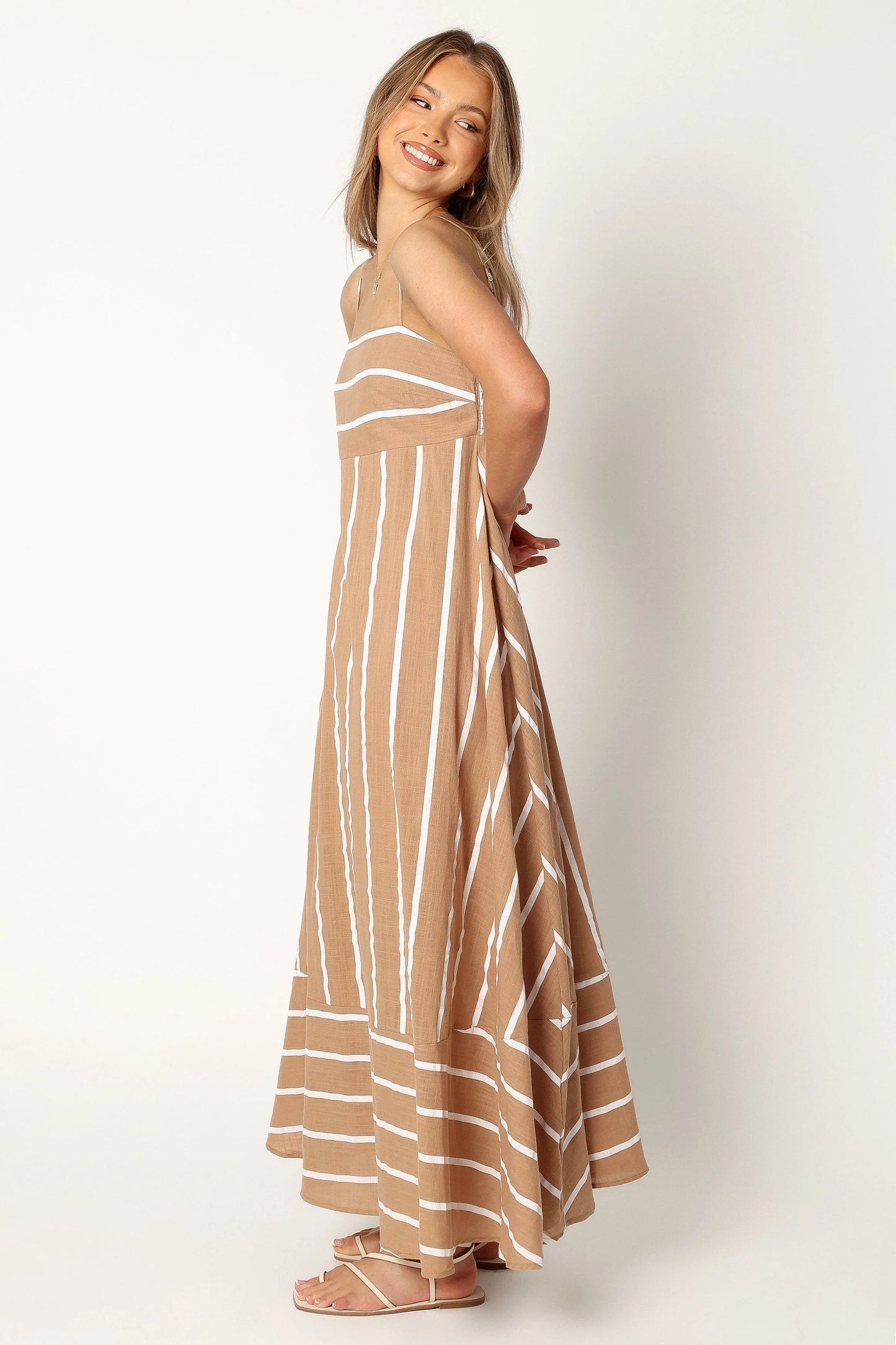 Striped Shirred Back Maxi Dress
