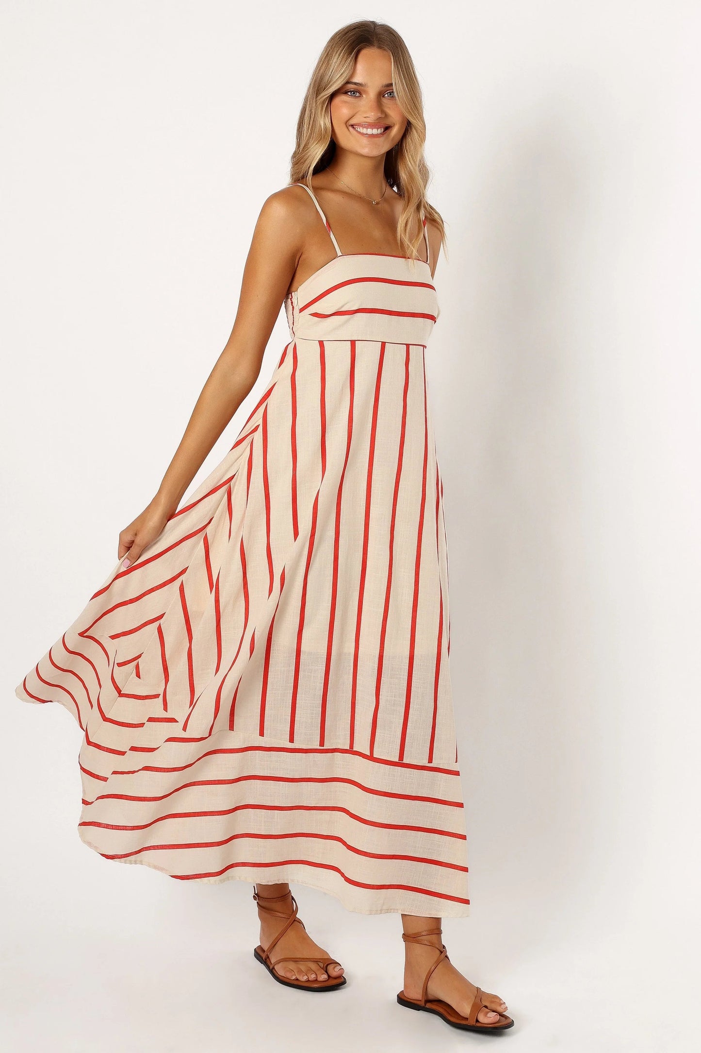 Striped Shirred Back Maxi Dress