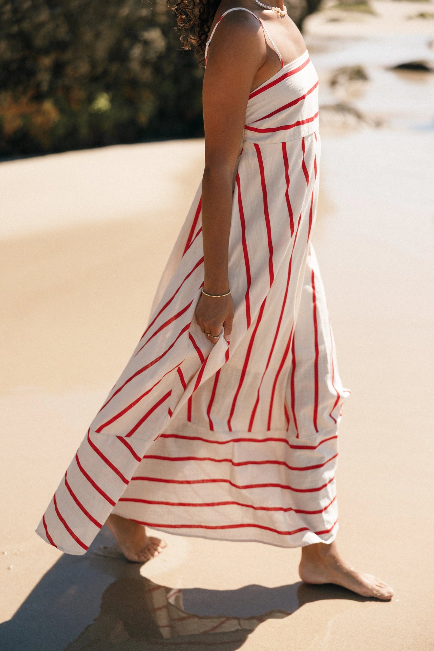 Striped Shirred Back Maxi Dress