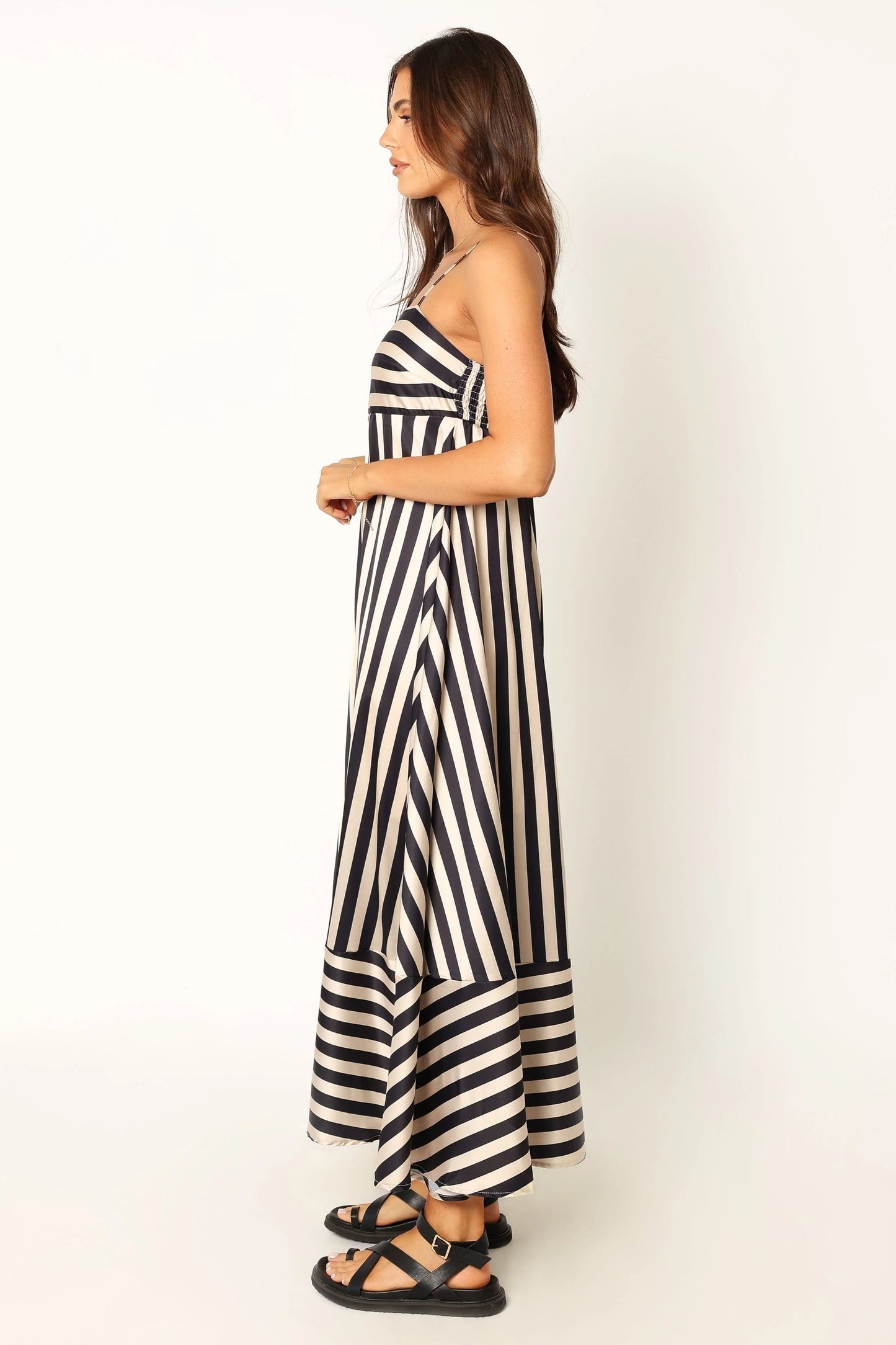 Striped Shirred Back Maxi Dress