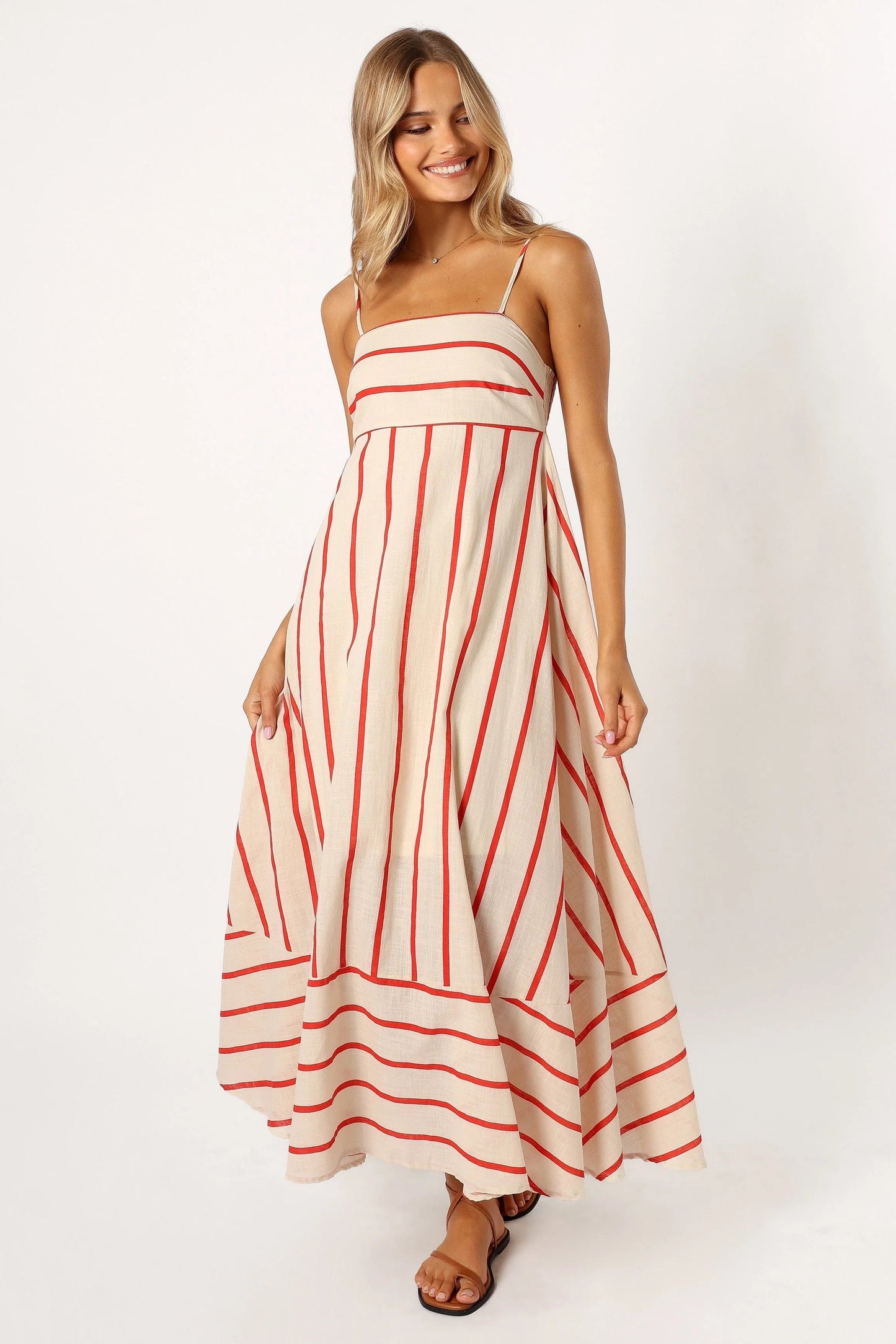 Striped Shirred Back Maxi Dress