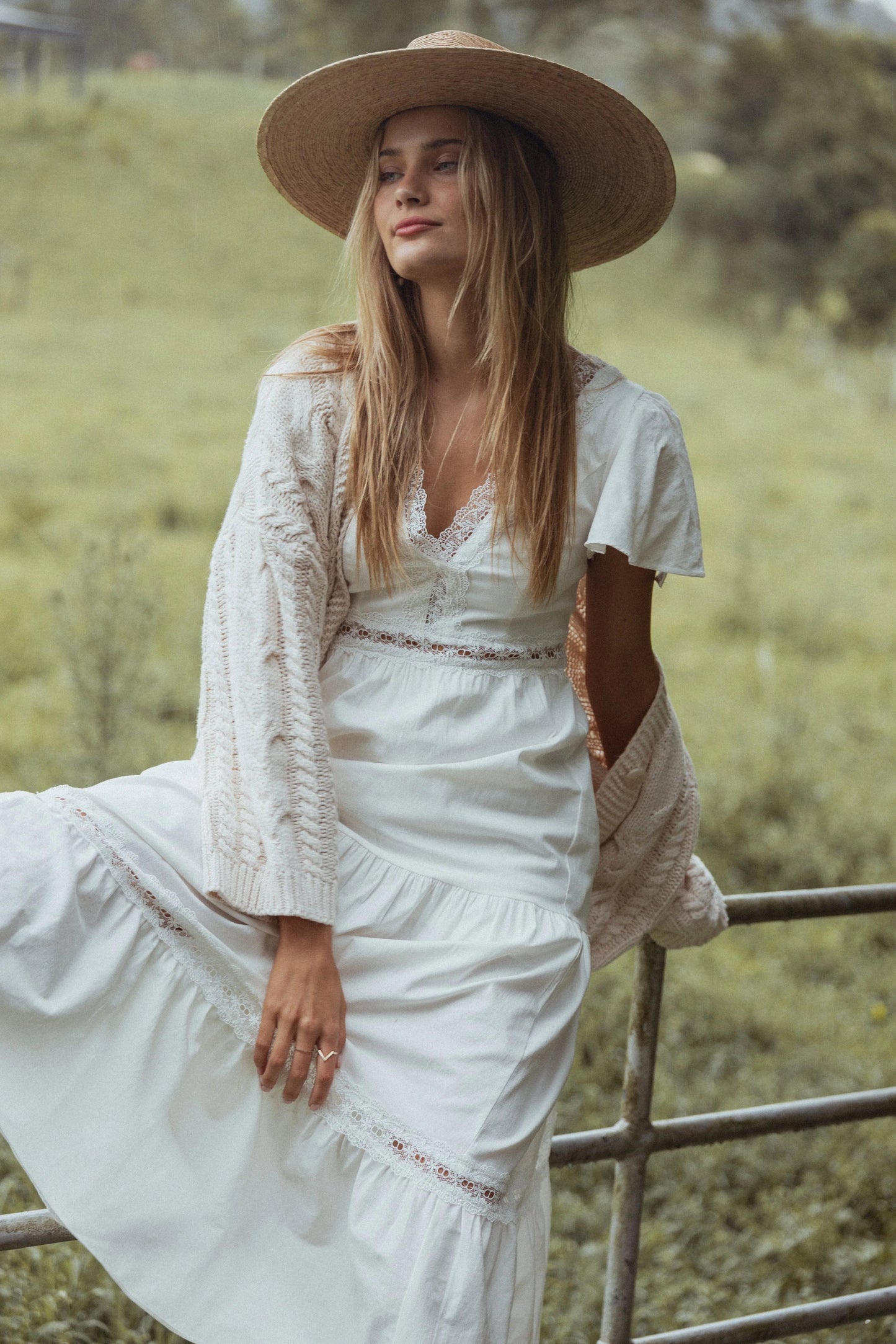 Tiered Lace-Trim Maxi Dress