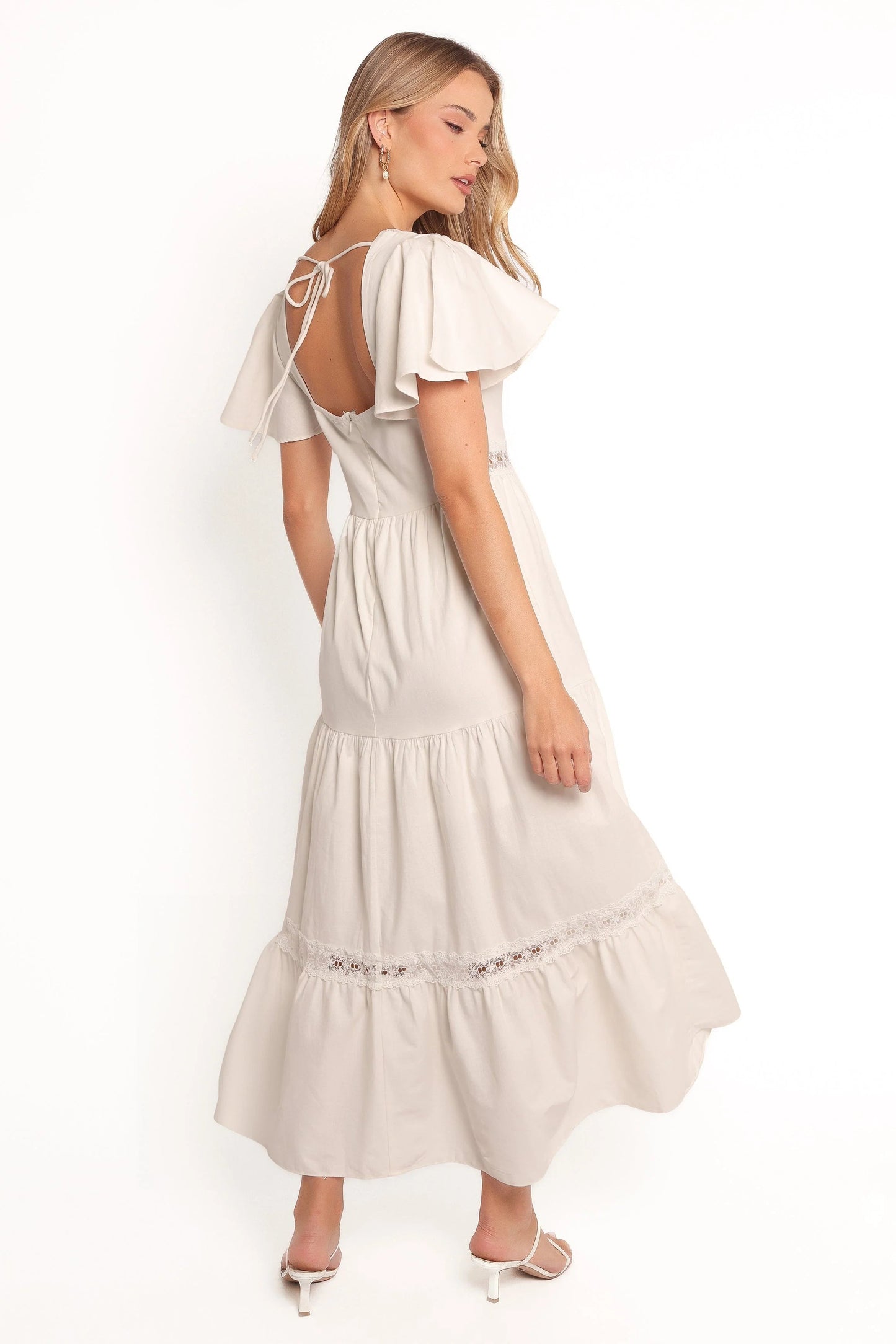 Tiered Lace-Trim Maxi Dress