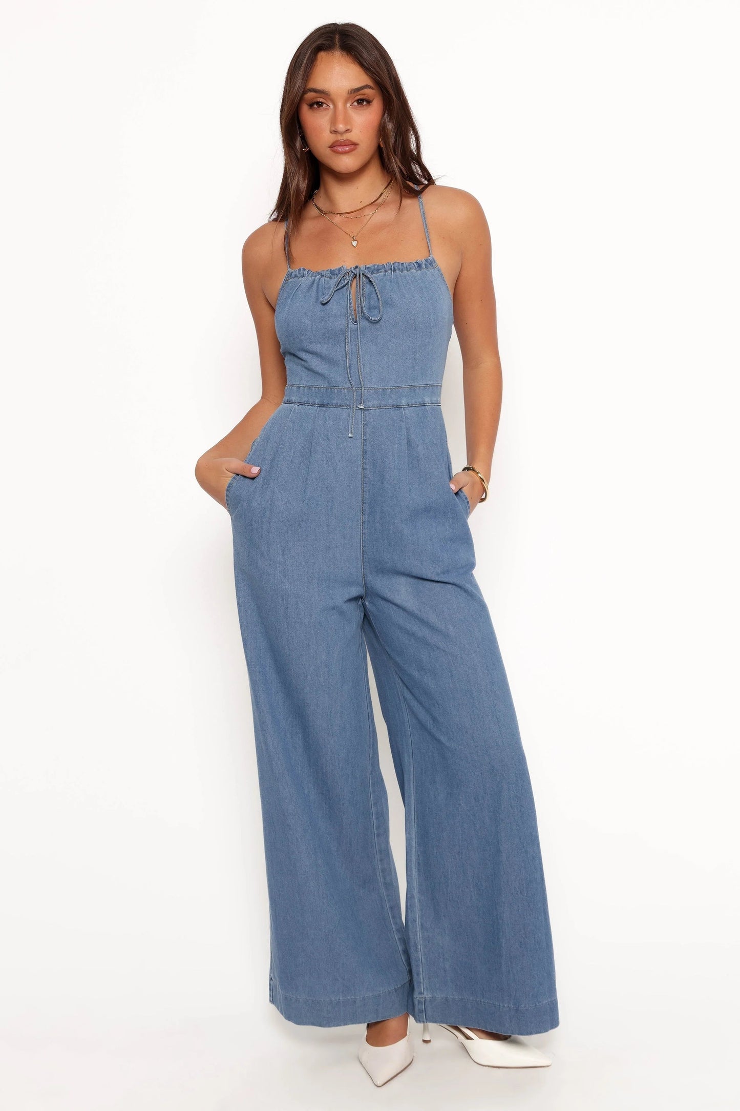 Wide-Leg Tie-Strap Jumpsuit