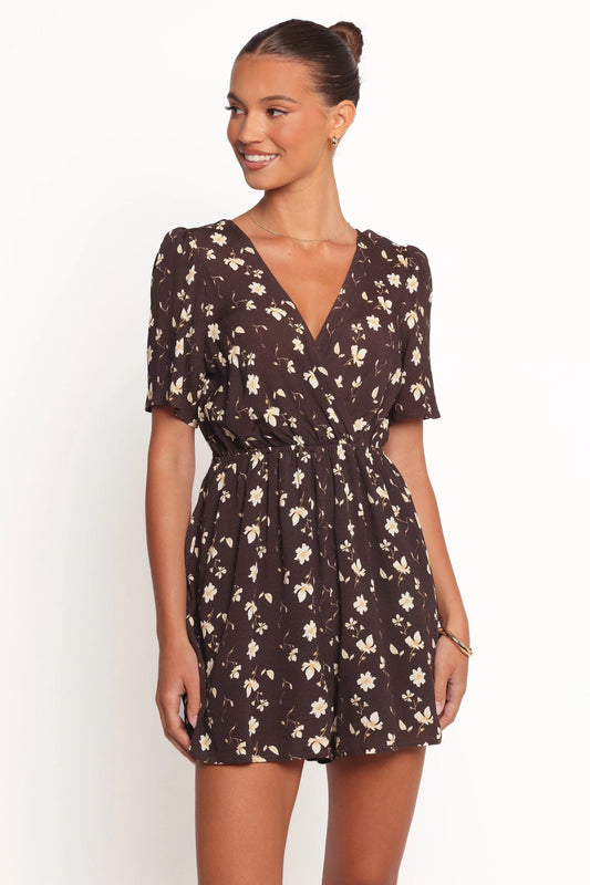 Wrap-Front V-Neck Romper with Pockets